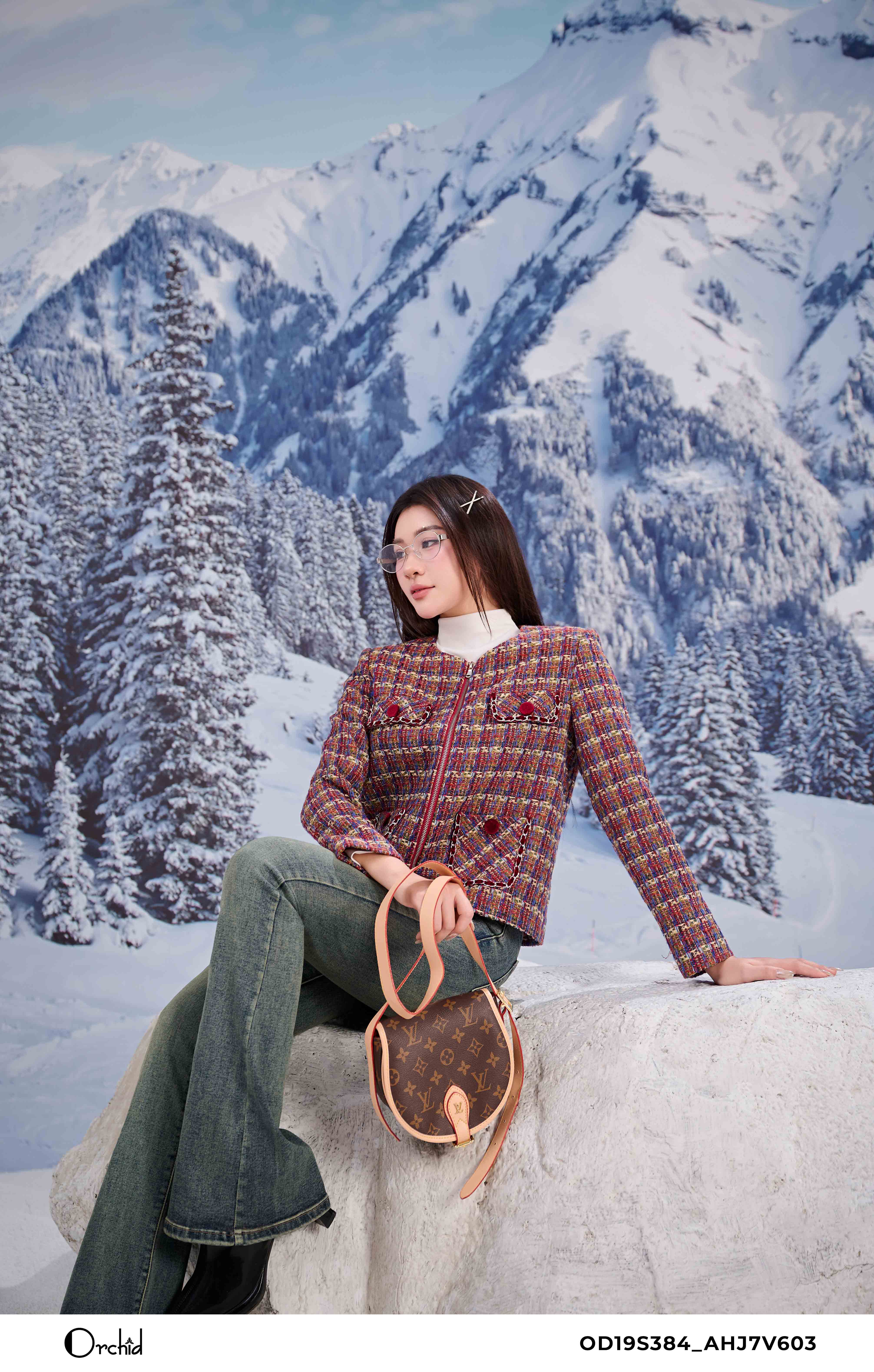 OD19S384 - Áo khoác dạ tweed kẻ