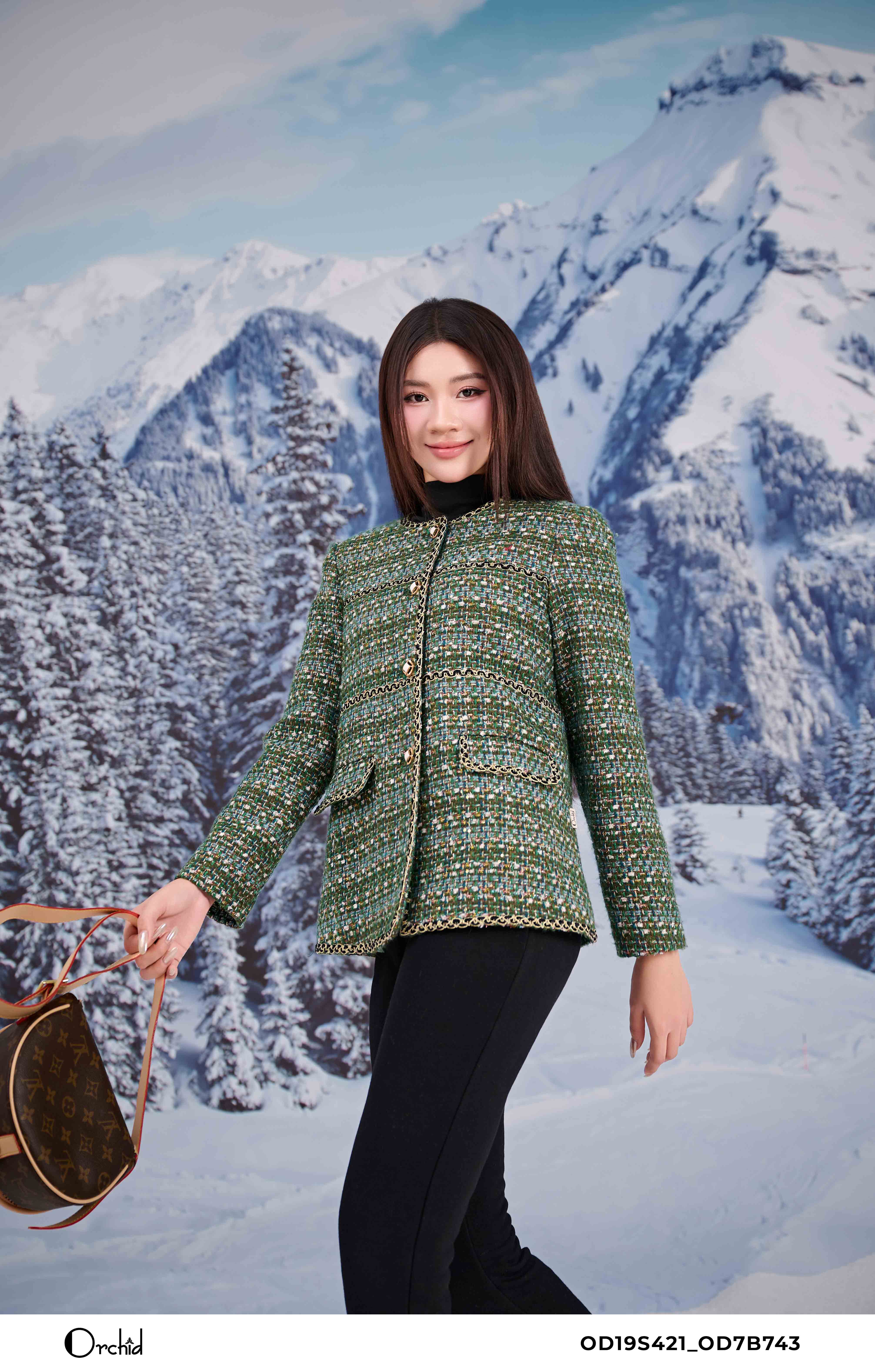 OD19S421 - Áo khoác dạ tweed kim tuyến