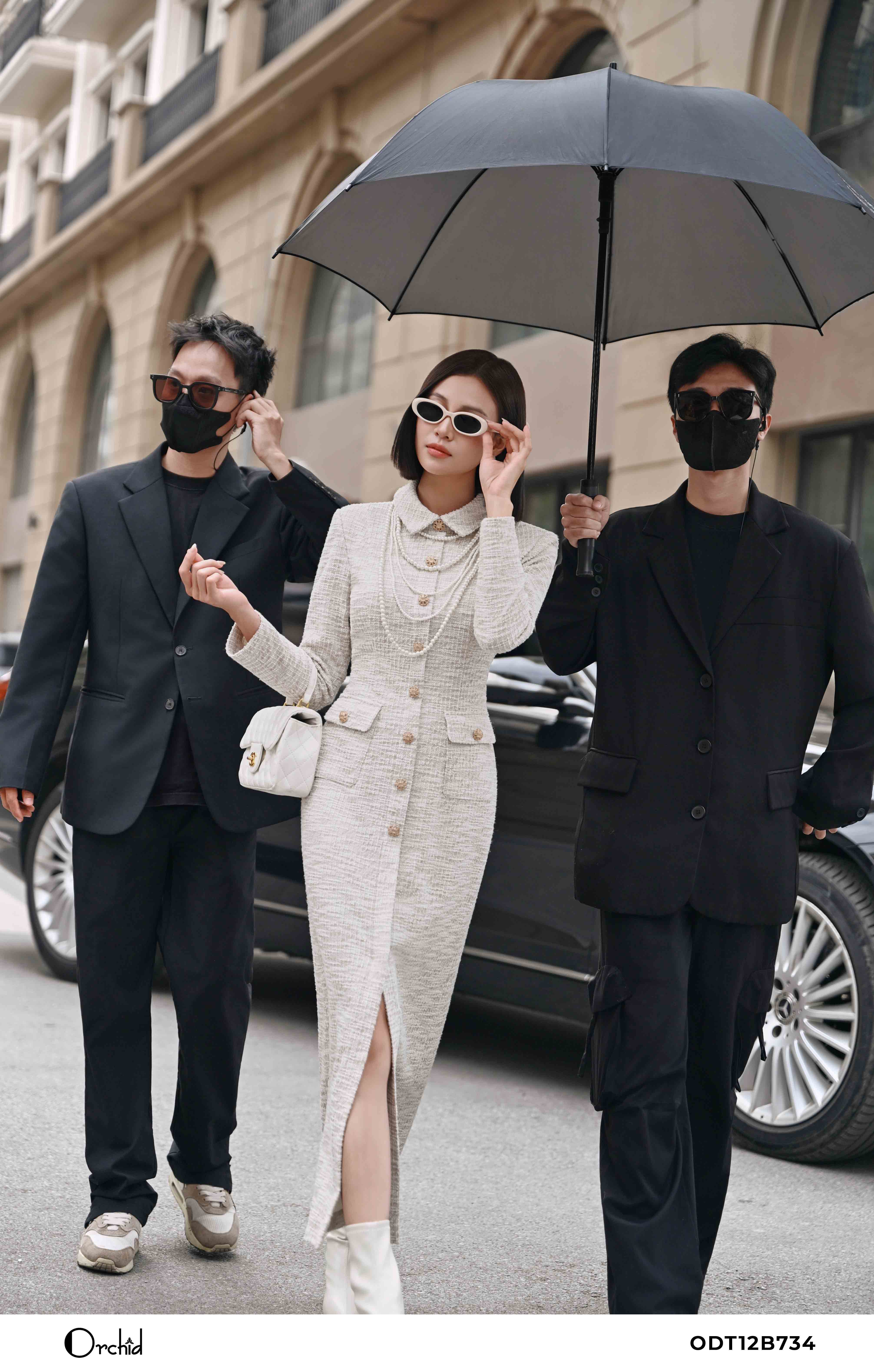 ODT12B734 - Đầm text thun họa tiết