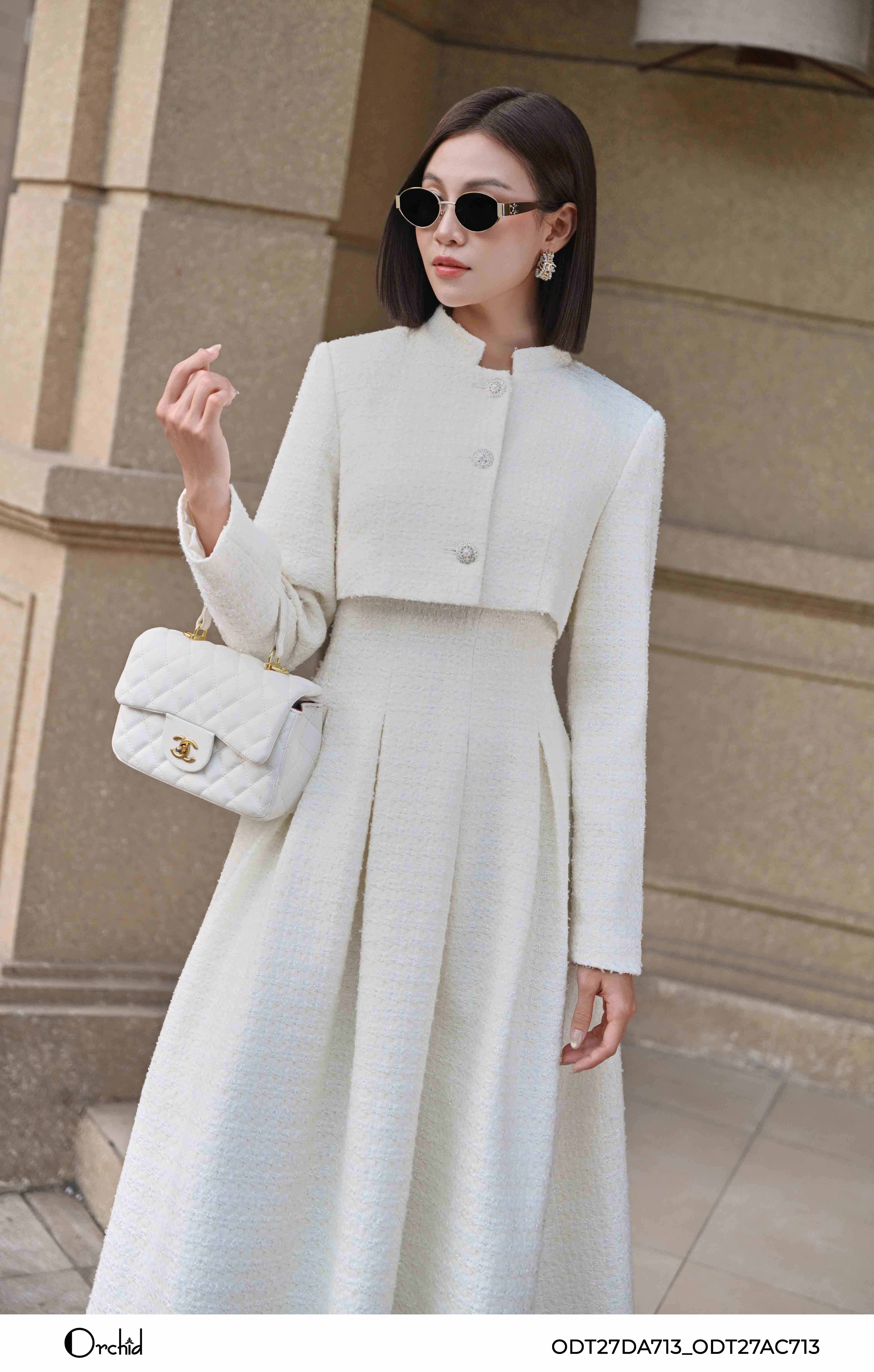 ODT27DA713 - Bộ 2 chi tiết dạ tweed kẻ ô