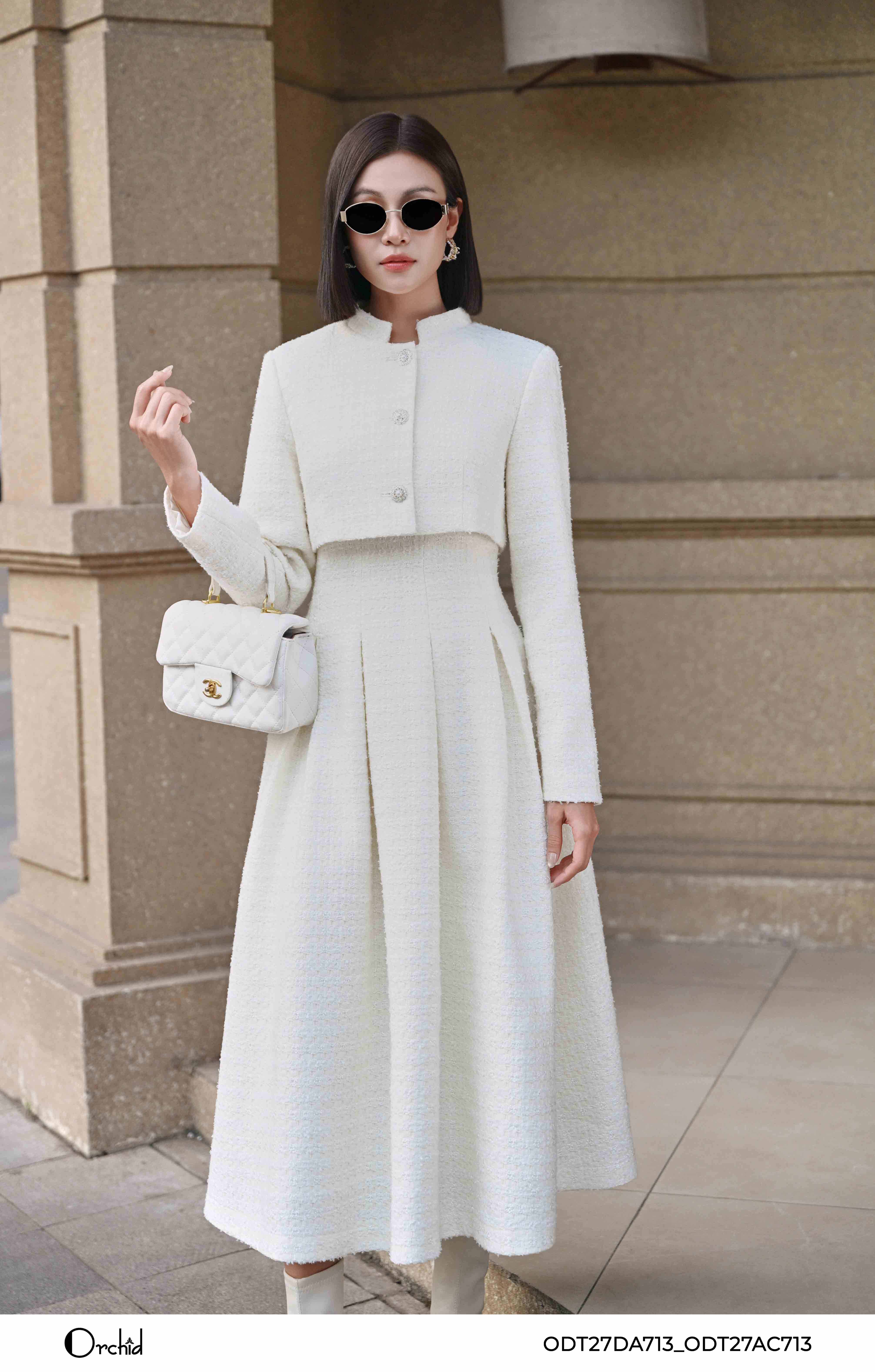 ODT27DA713 - Bộ 2 chi tiết dạ tweed kẻ ô