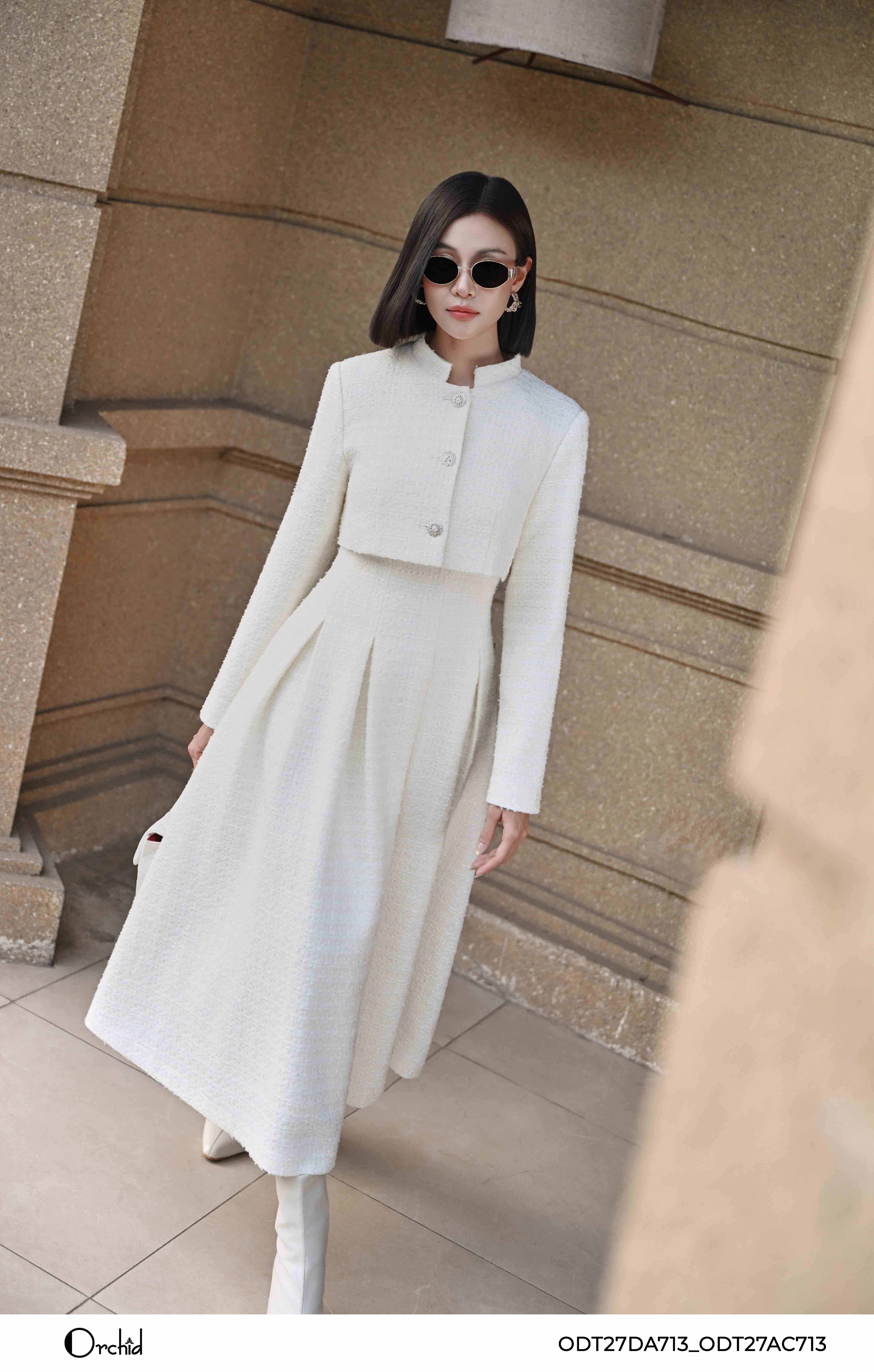 ODT27DA713 - Bộ 2 chi tiết dạ tweed kẻ ô