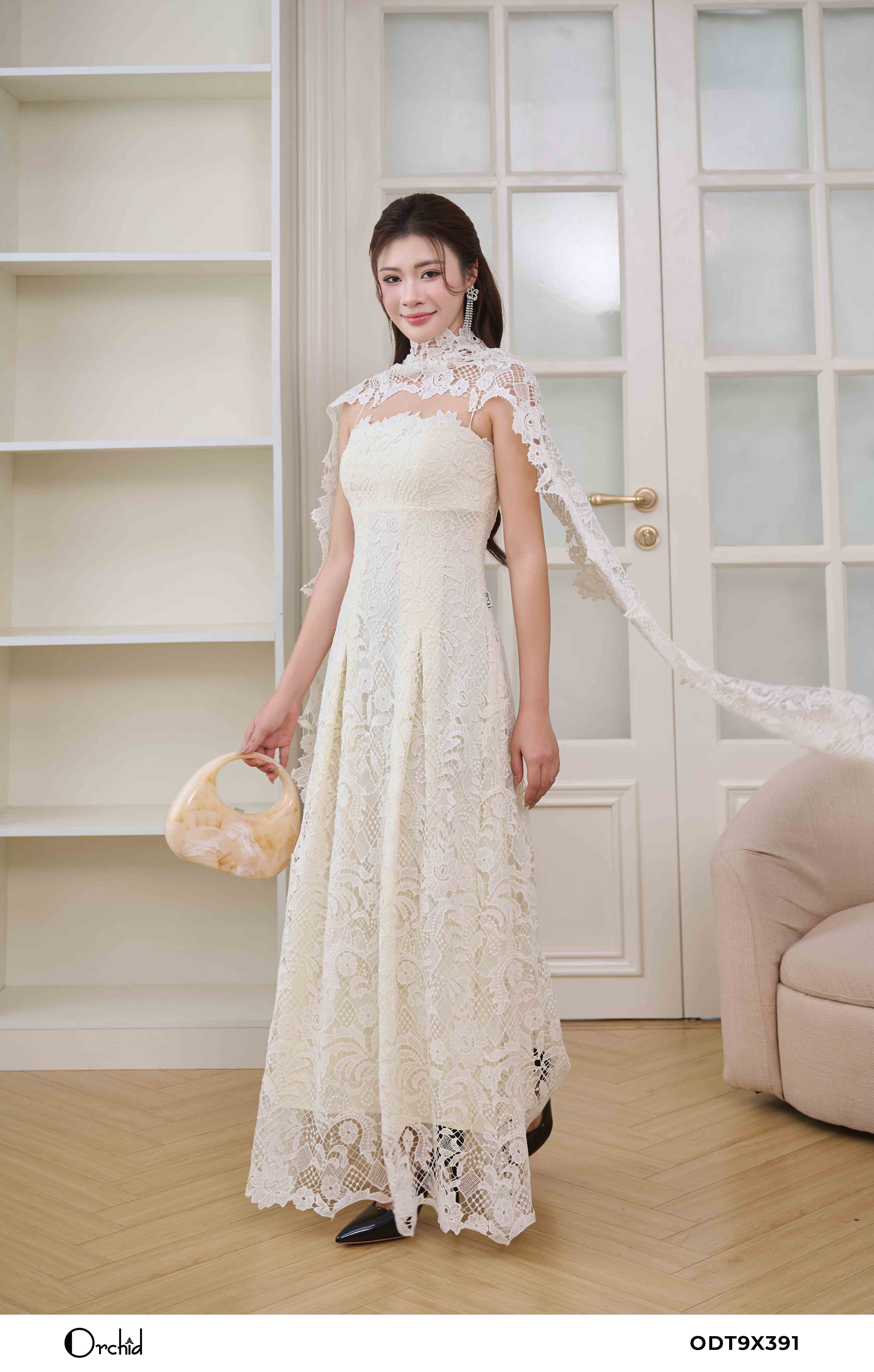 ODT9X391 - Đầm ren họa tiết 3 D