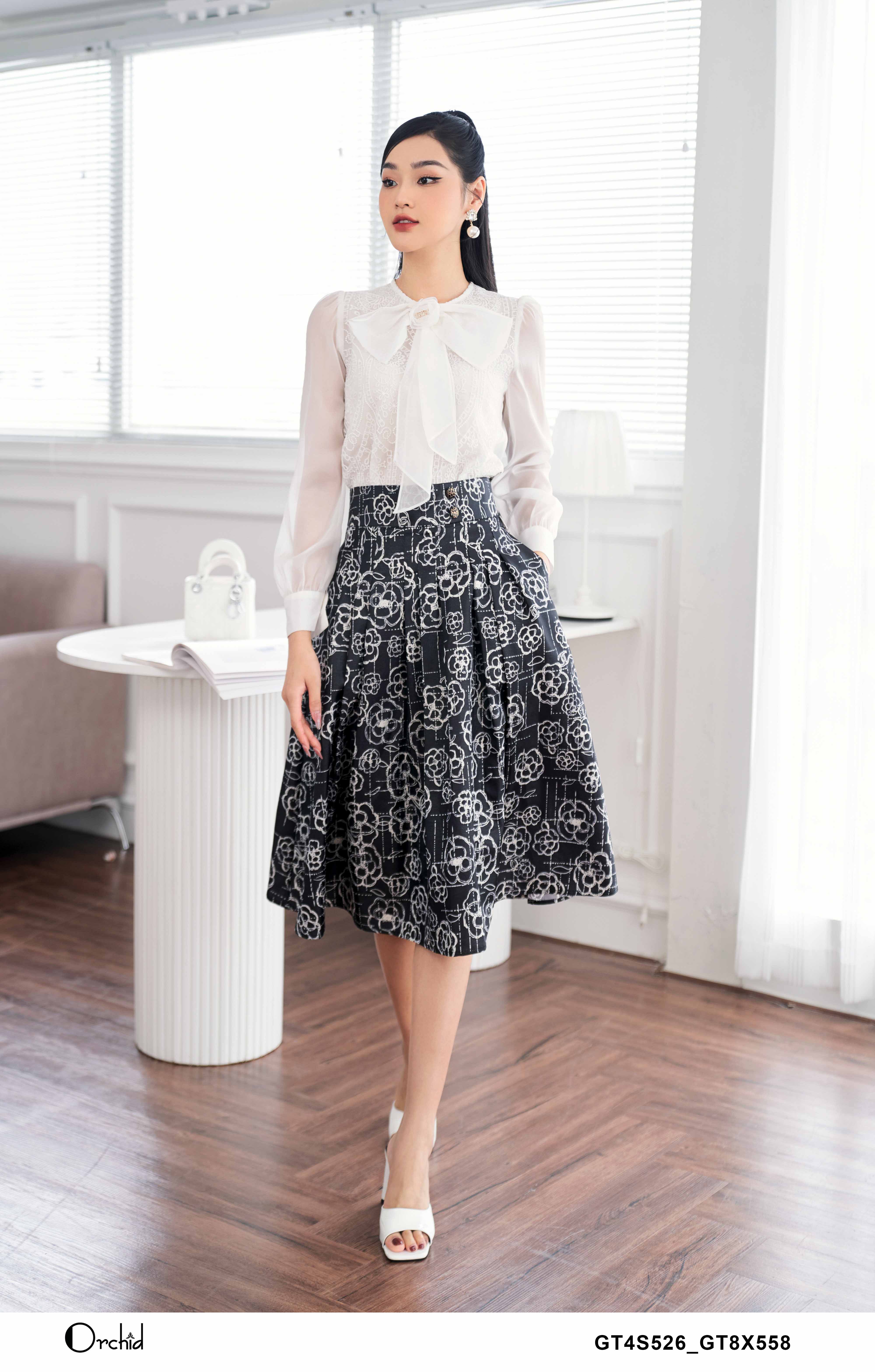 Chân váy tweed dáng ngắn phối màu CV04-27 | Thời trang công sở K&K Fashion