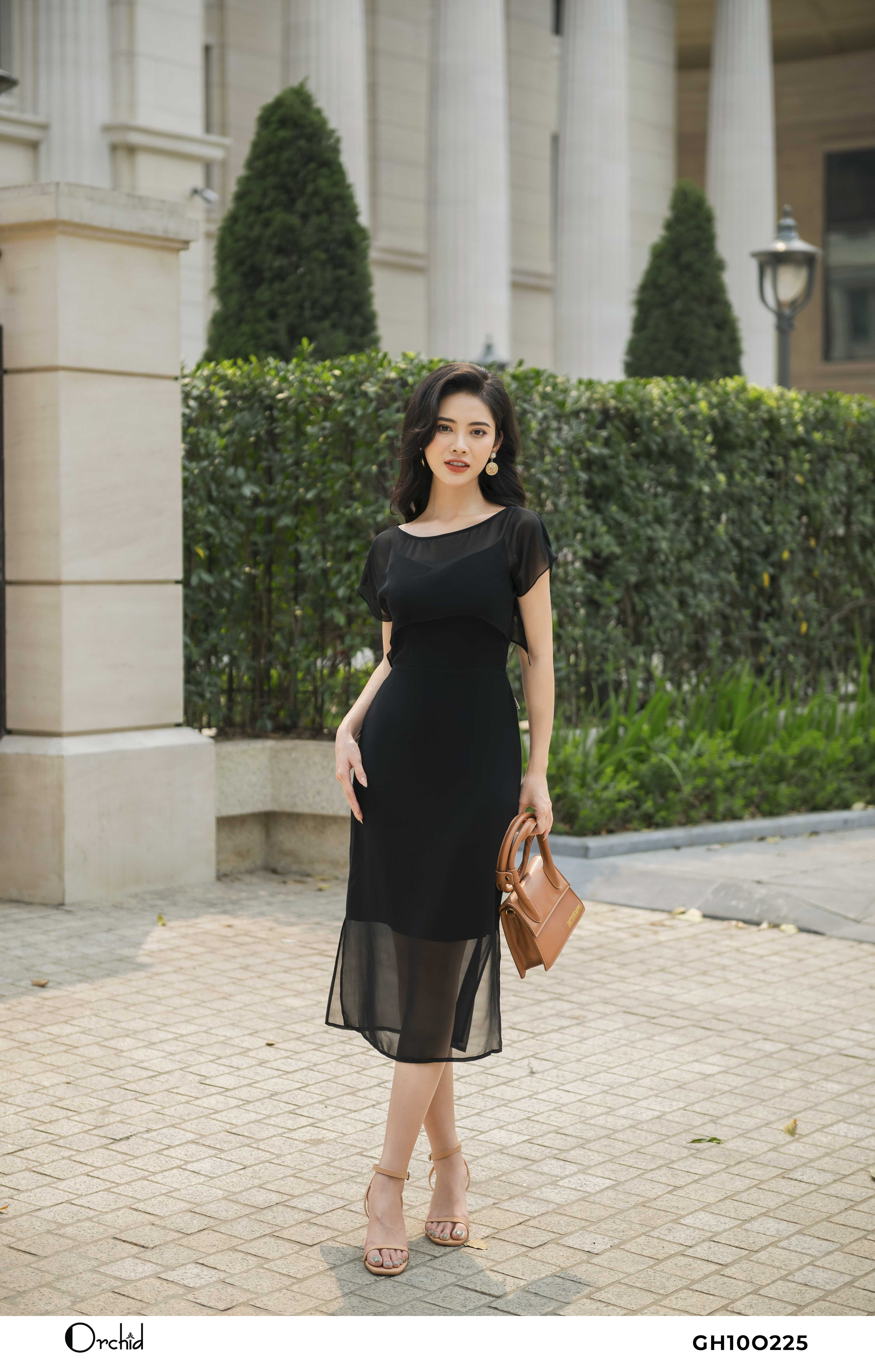 Đầm Xòe Voan Hạt Thiết Kế Cao Cấp D032 - Cam Fashion & Design