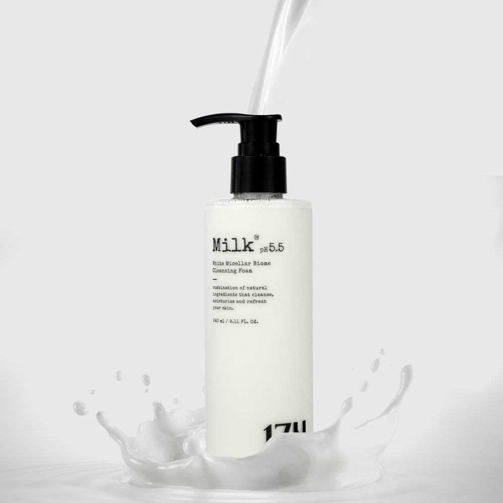 Sữa Rửa Mặt Tạo Bọt 17Hours Milk Micellar Biome Cleansing Foam Giúp Da Sạch Sâu 240ml