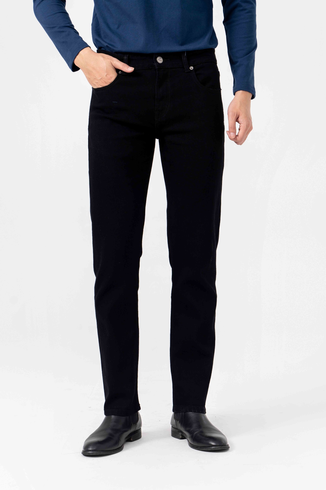 Quần dài nam (Jeans Anyman form slim 23V08 Đen)M