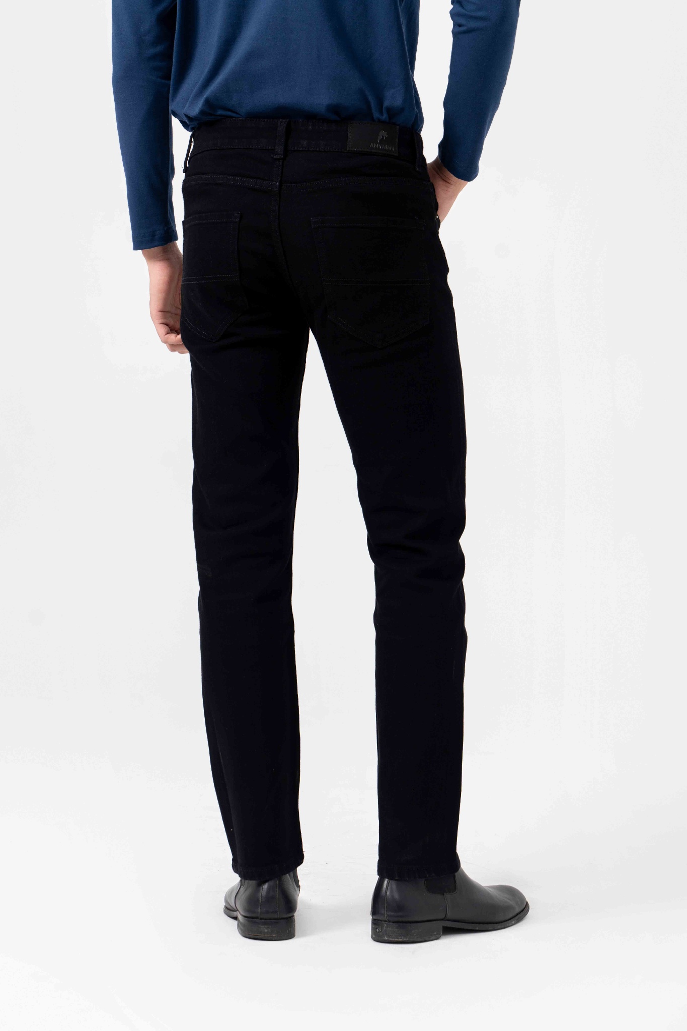 Quần dài nam (Jeans Anyman form slim 23V08 Đen)M