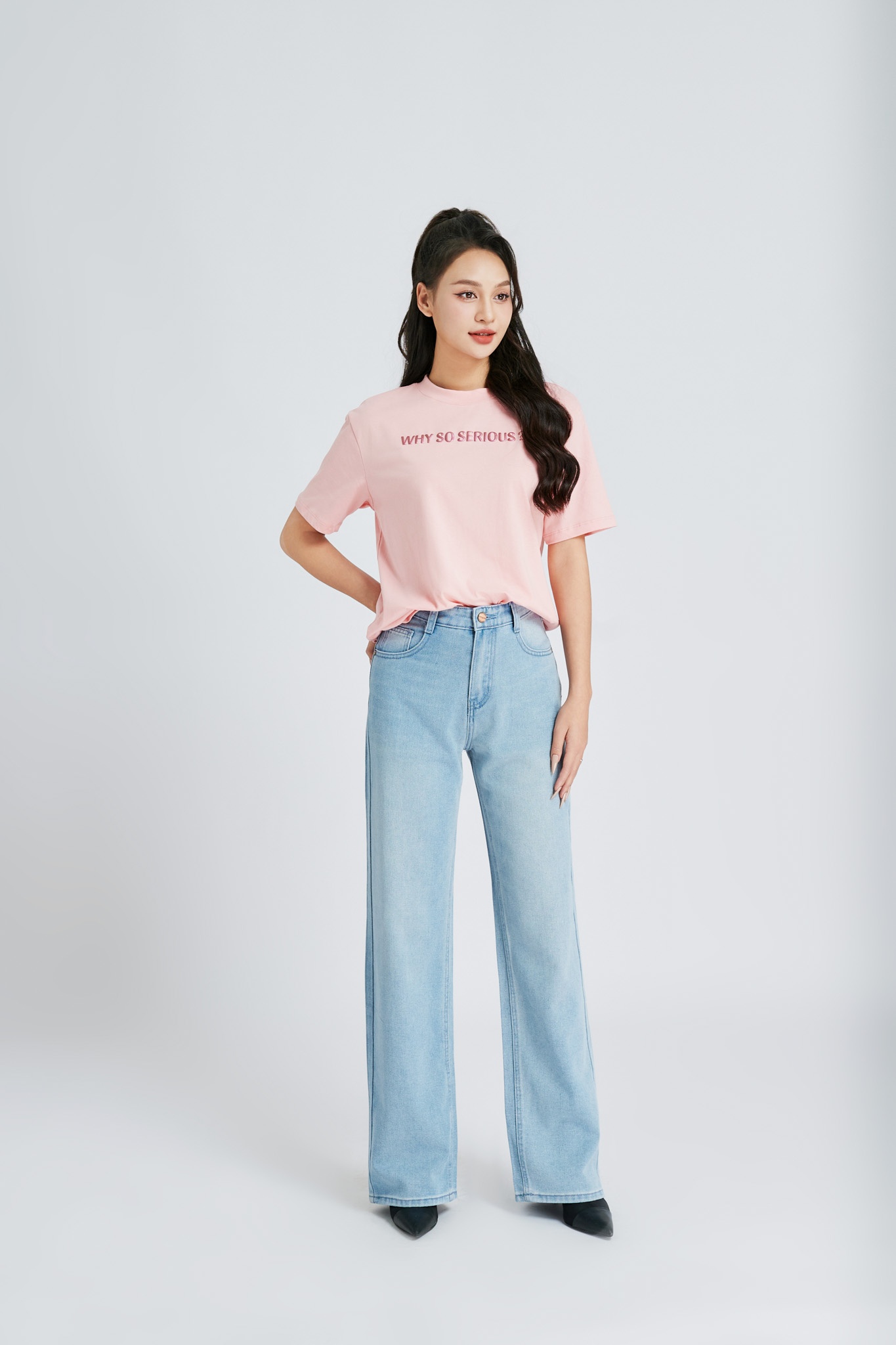 Quần Jeans nữ dáng suông 24V03, By and By