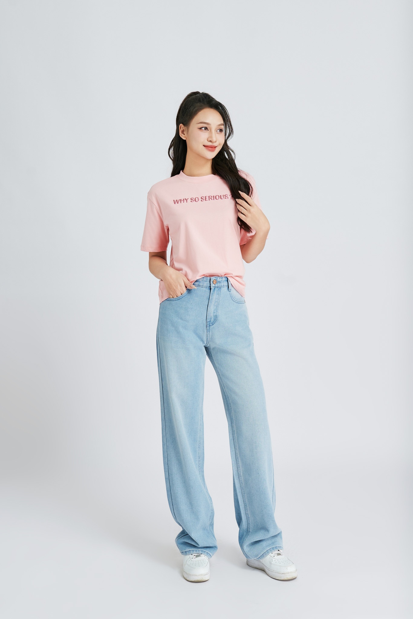 Quần Jeans nữ dáng suông 24V03, By and By