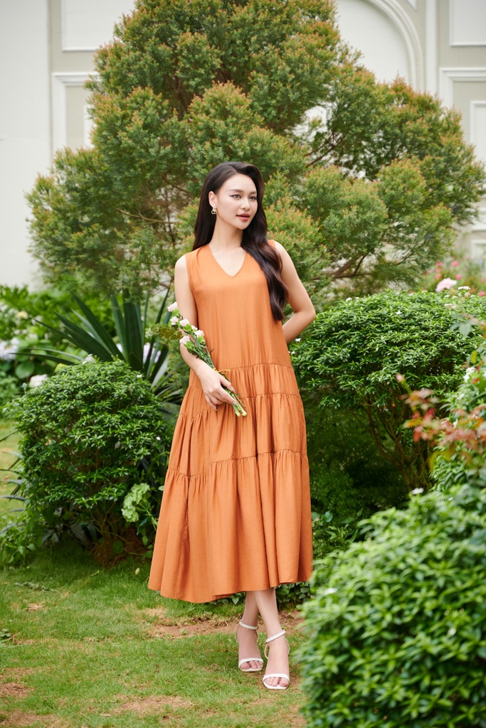 Đầm maxi nữ cổ V sát nách 24CH60, Blessing