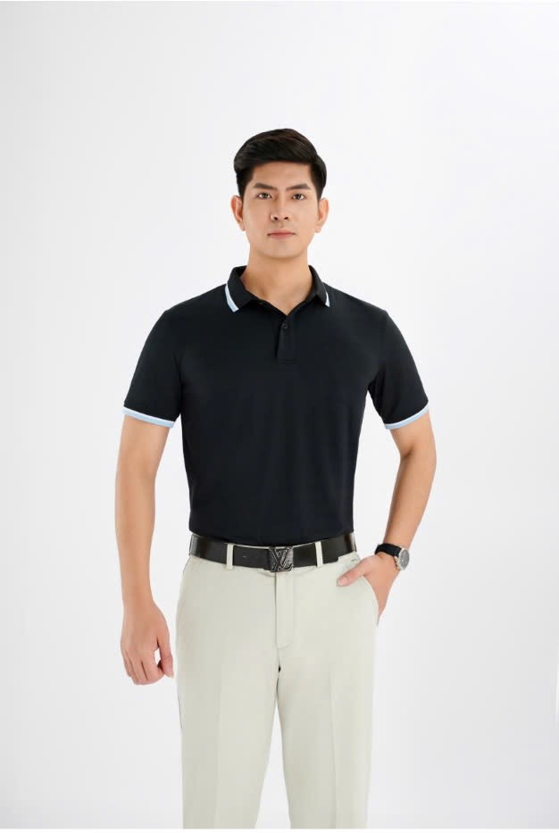 Áo Polo nam form Regular 2 kẻ 24E21, Anyman