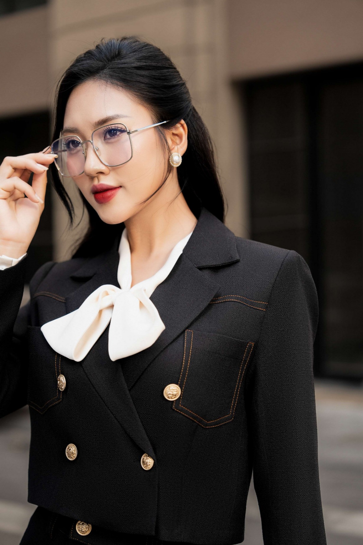 Áo Blazer nữ trần chỉ 24CH149, Blessing