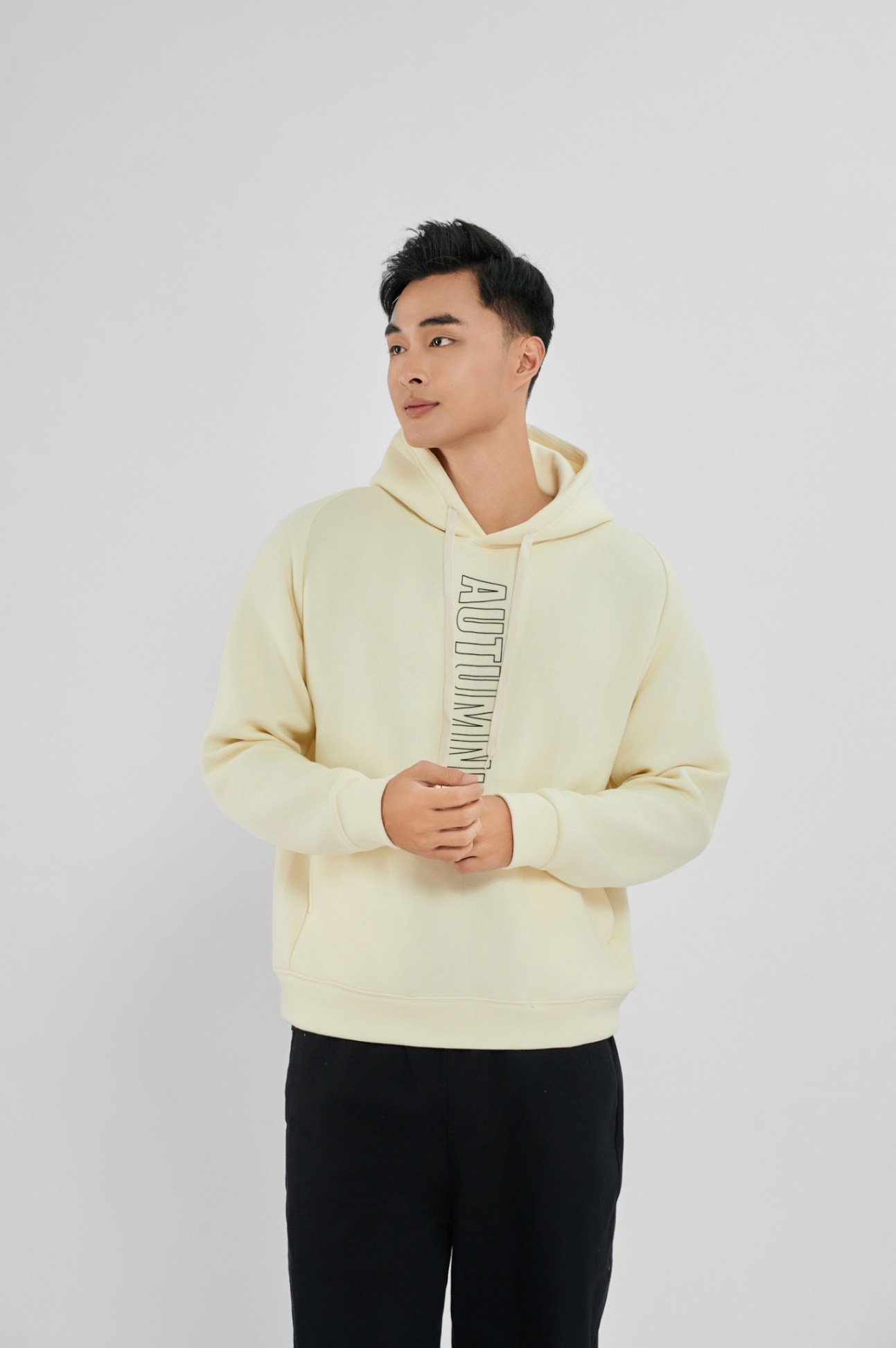 Áo nỉ nam hoddie in chữ Autumn 24D-27, Anyman