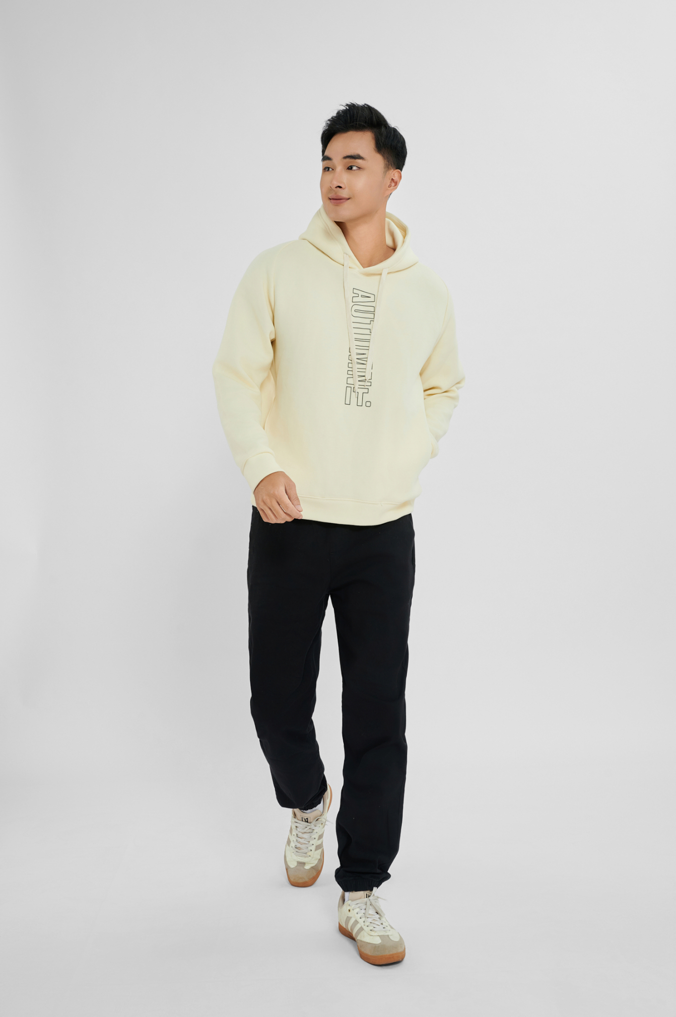 Áo nỉ nam hoddie in chữ Autumn 24D-27, Anyman