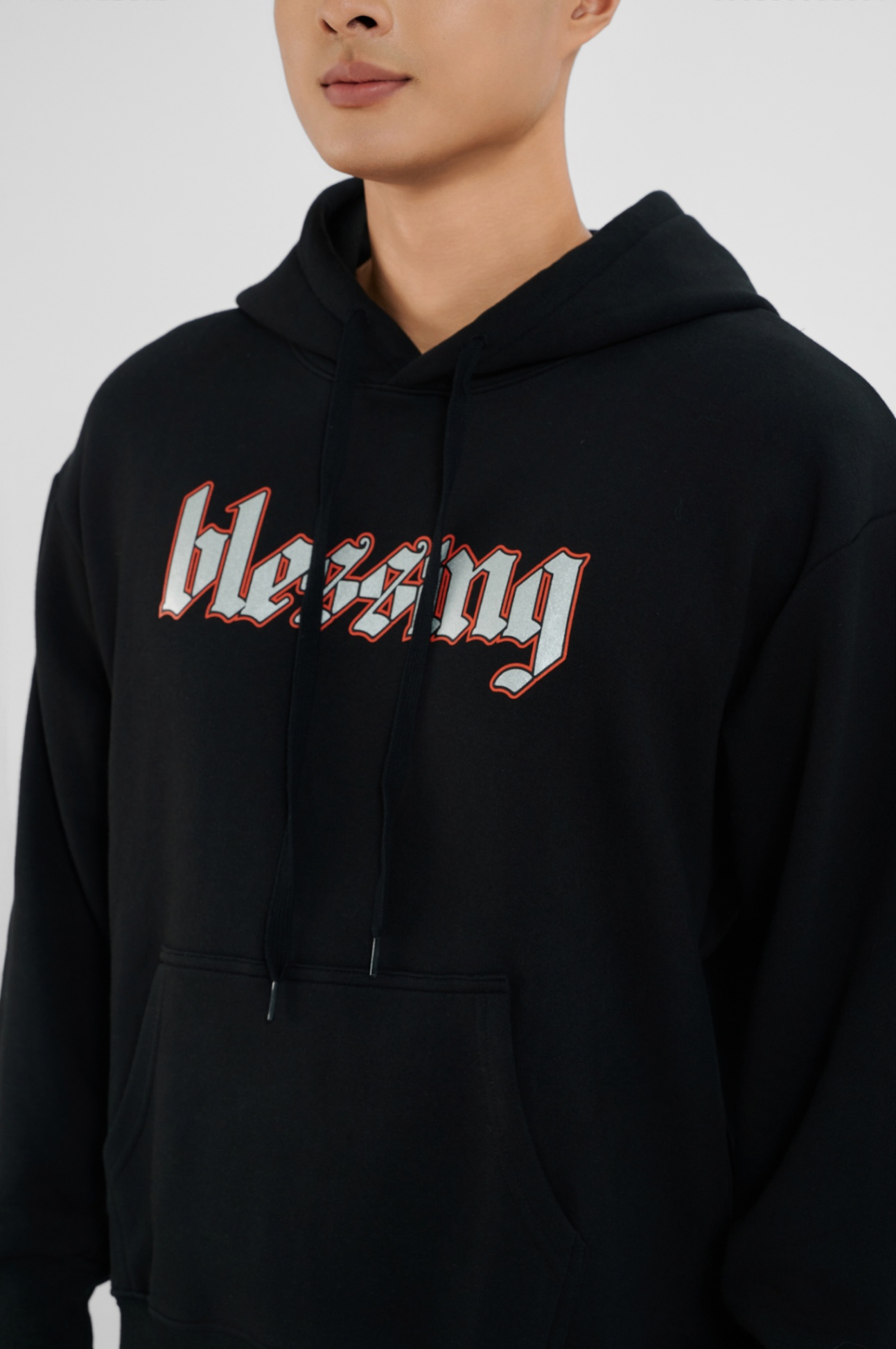 Áo nỉ nam hoodie in Blessing 24D-30, Blessing