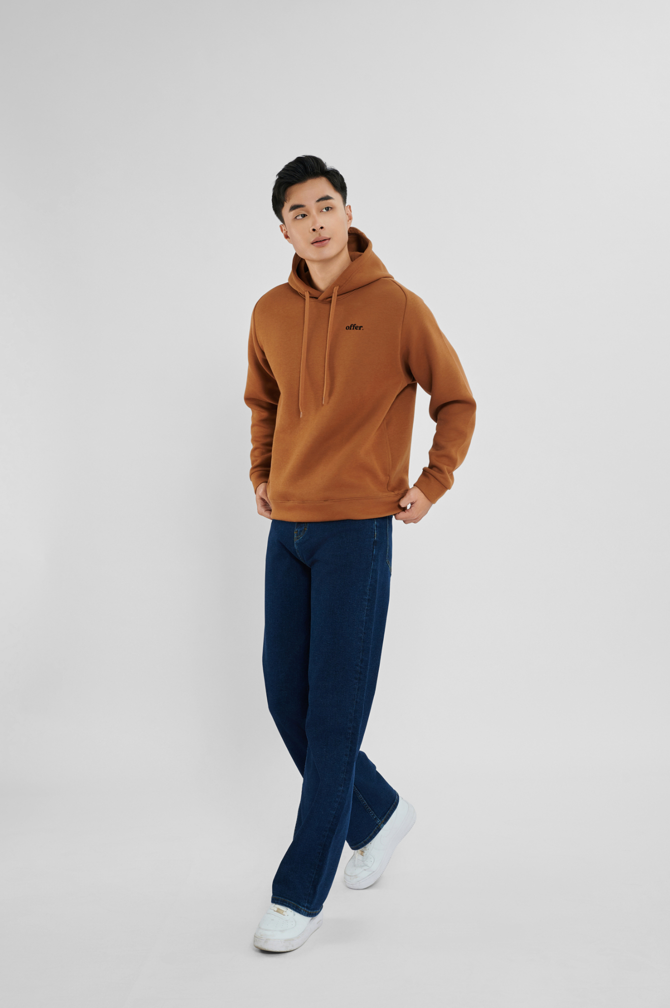 Áo nỉ nam hoodie in chữ Offer 24D-28, Anyman