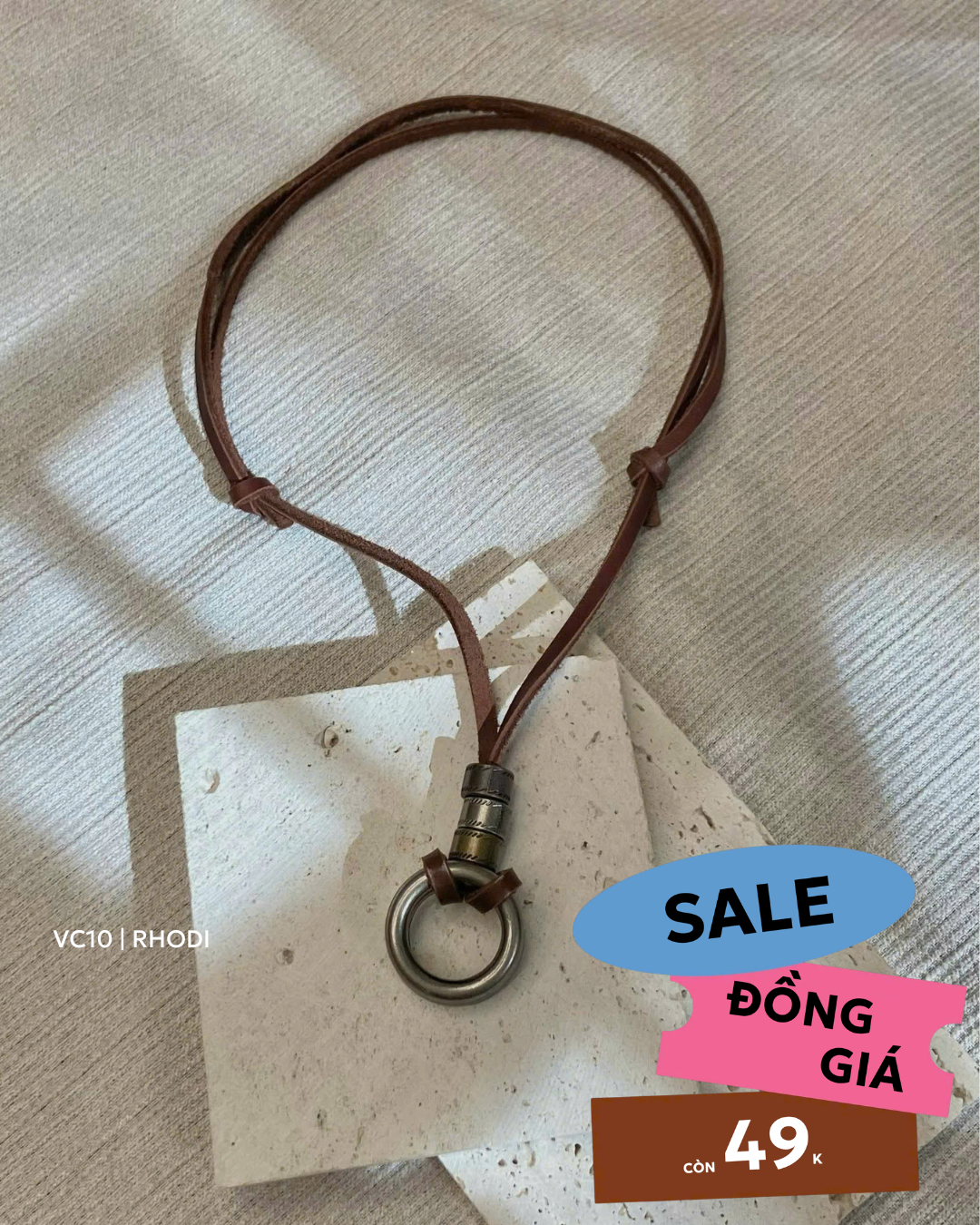 Vòng cổ VC10 da 2 vòng tròn