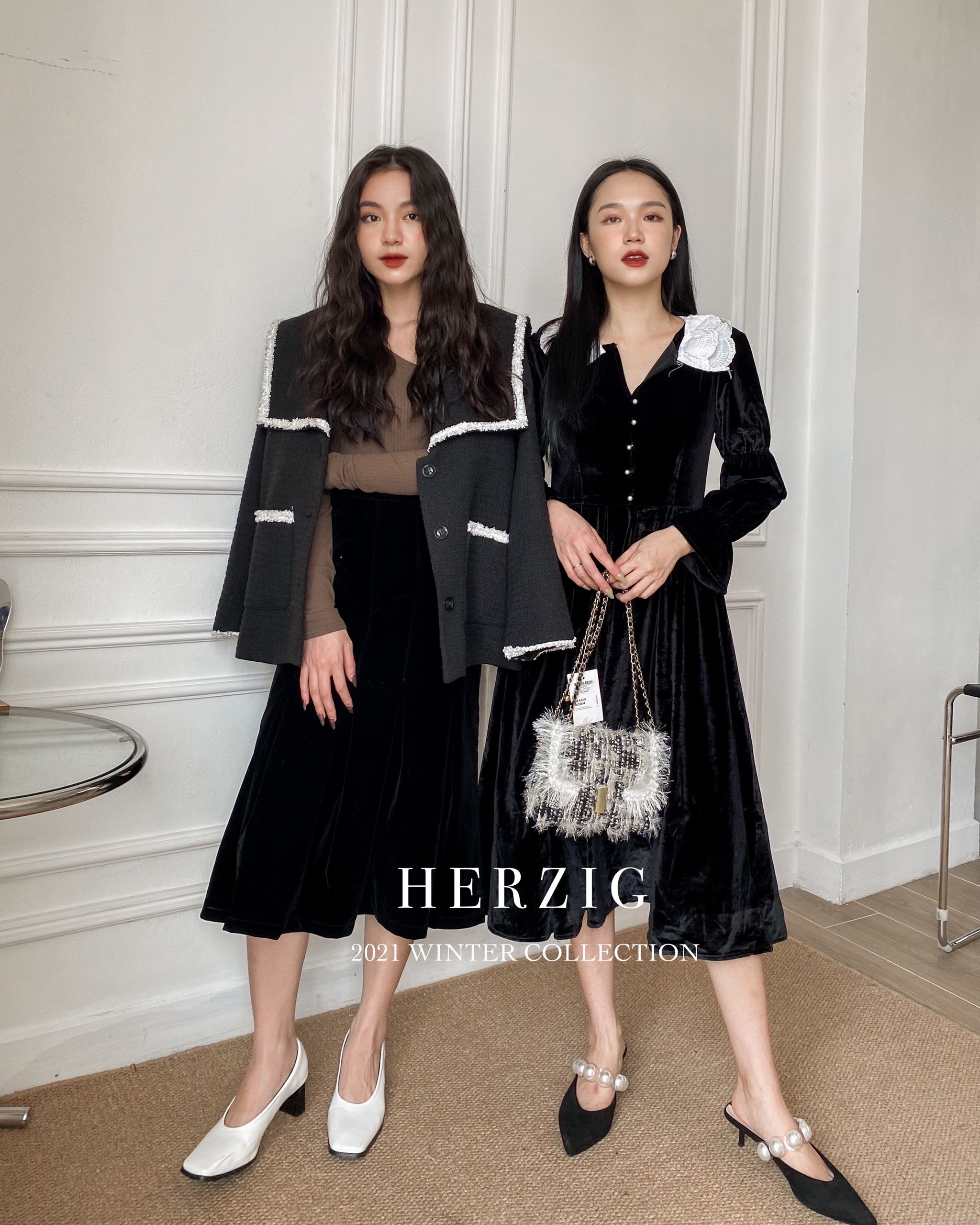 Đầm váy nhung đen cut out dáng xòe tay bồng, váy tiểu thư tay khoét eo mặc  Tết Kozoda D95 | Shopee Việt Nam