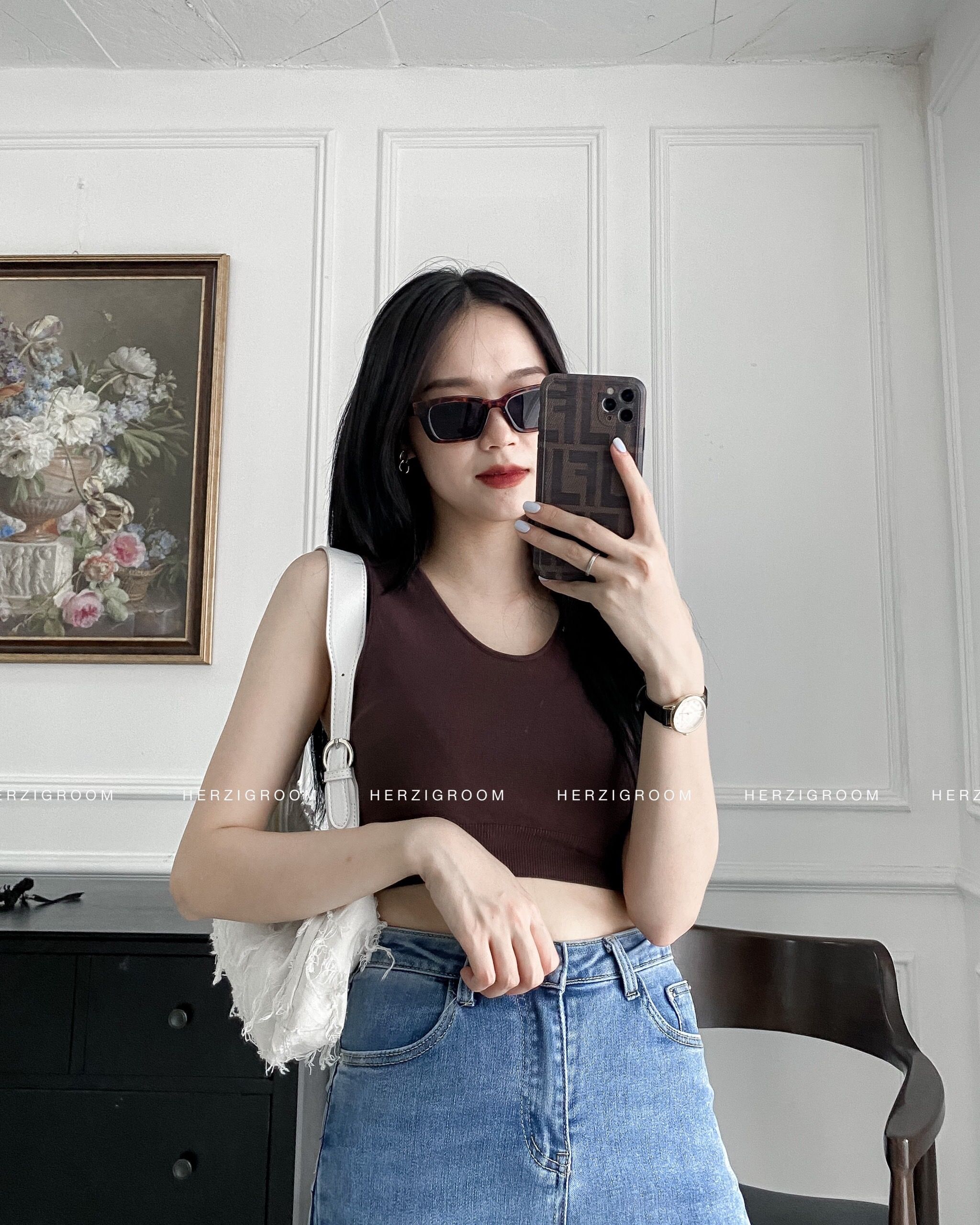 Áo 3 lỗ croptop vải len gân