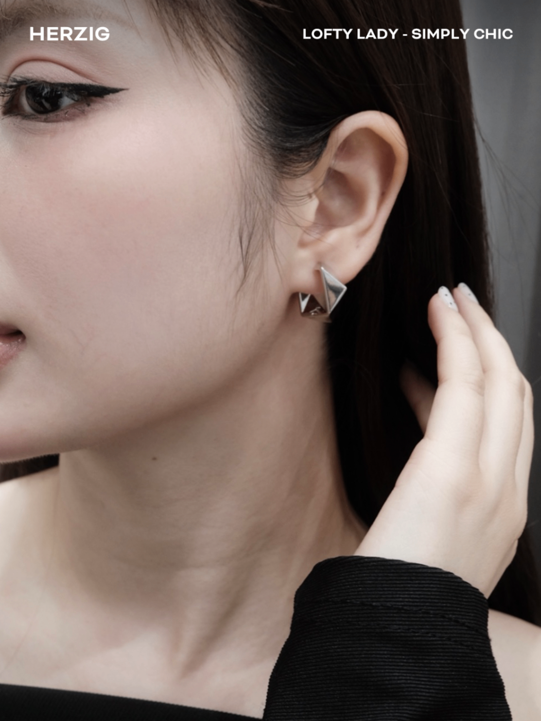 Khuyên tai bạc hình thoi góc cạnh