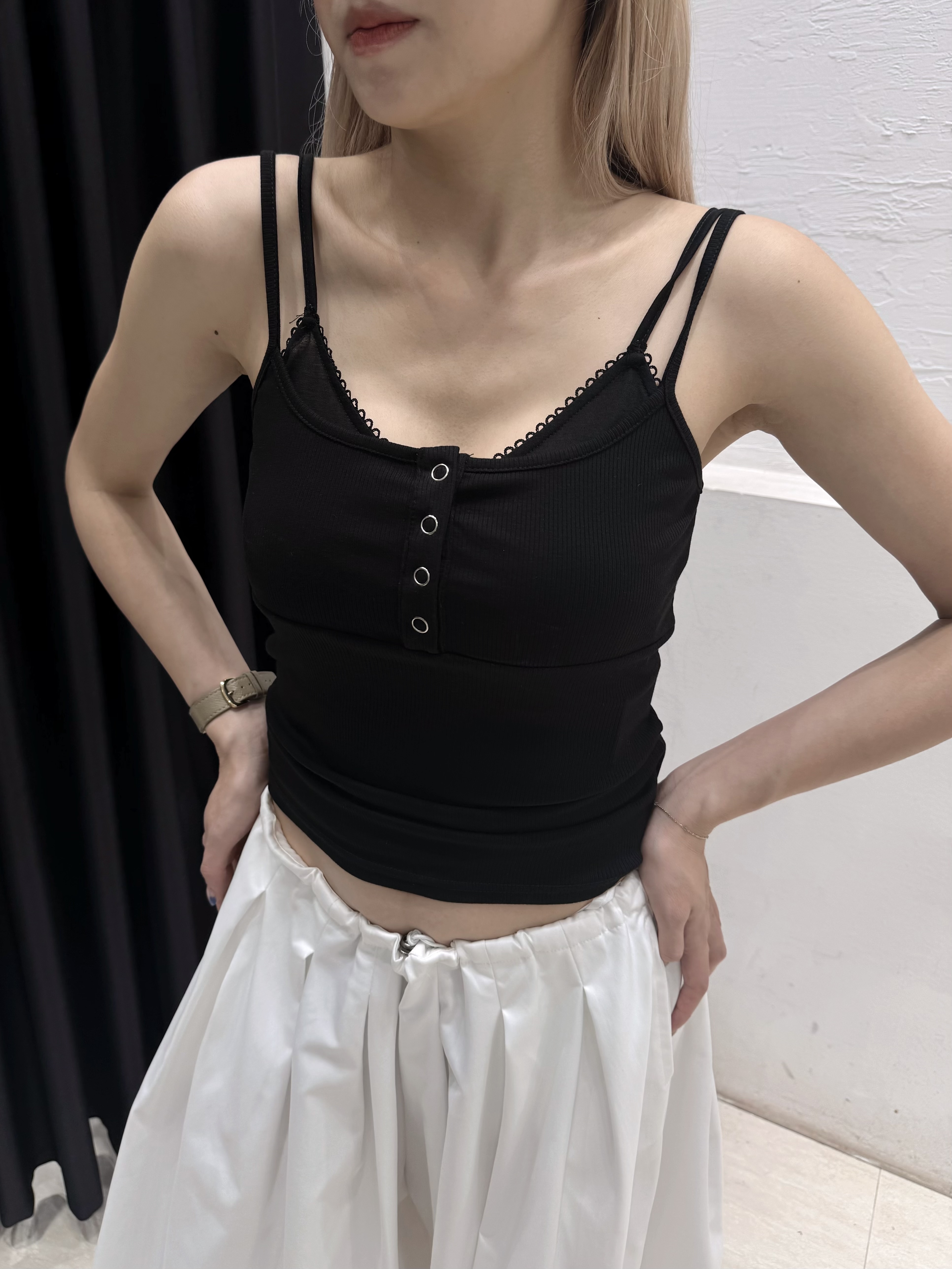Áo 2 dây phối 2 dây ren cúc bấm