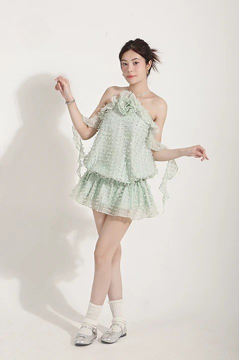 MGRACE – GOLA DRESS Chất Liệu Voan Tơ Cao Cấp, Dáng Ngắn, Phong Cách Tiểu Thư