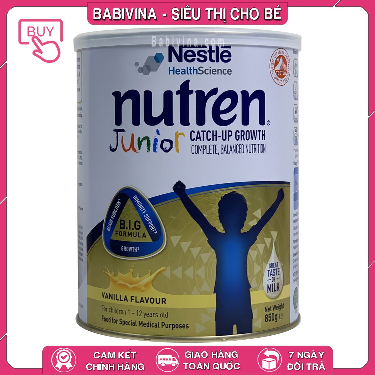 Sữa Nutren Junior 850g | Dinh Dưỡng Cho Trẻ Từ 1-12 Tuổi, Biếng Ăn, Suy Dinh Dưỡng, Thấp Còi, Tiêu Hóa Kém, Tăng Cân Vượt Trội | Mua Nutren Junior Chính Hãng Nestle, Giá Rẻ Nhất Tại Babivina