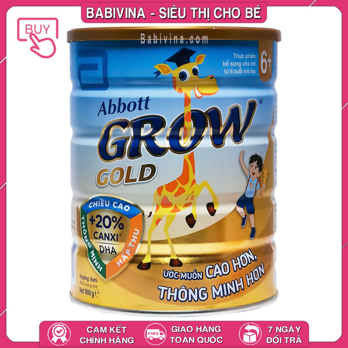 Sữa Abbott Grow Gold 6+ 900g | Trẻ Từ 6 Tuổi Cao Vượt Trội | Mua Sữa Hươu Cao Cổ Chính Hãng Abbott Giá Rẻ Nhất Tại Babivina