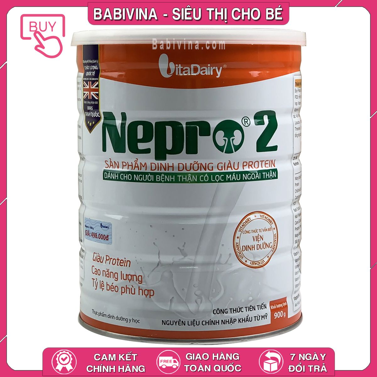 Sữa Nepro 2 900g | Dinh Dưỡng Tối Ưu Cho Bệnh Nhân Lọc Máu Ngoài Thận, Chạy Thận | Mua Sữa Thận Nepro Chính Hãng Vitadairy, Giá Rẻ Nhất Tại Babivina