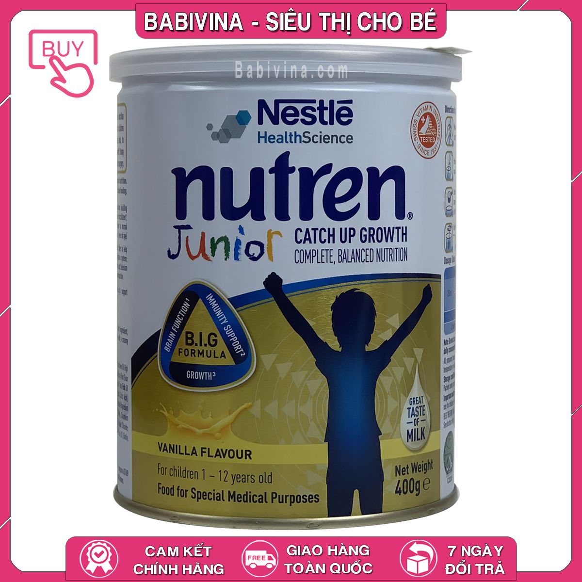 Sữa Nutren Junior 400g | Dinh Dưỡng Cho Trẻ Từ 1-10 Tuổi, Biếng Ăn, Suy Dinh Dưỡng, Thấp Còi, Tiêu Hóa Kém, Tăng Cân Vượt Trội | Mua Nutren Junior Chính Hãng Nestle, Giá Rẻ Nhất Tại Babivina