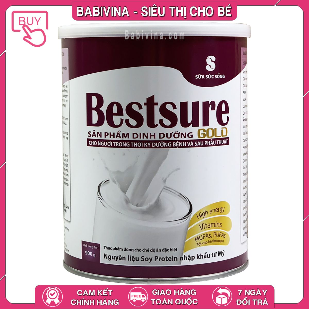 Sữa Bestsure Gold 900g, Dinh Dưỡng Người Cao Tuổi, Ốm Bệnh, Phẫu Thuật. Mua Sữa Bestsure Chính Hãng Công Ty Sữa Sức Sống, Giá Rẻ Tại Babivina