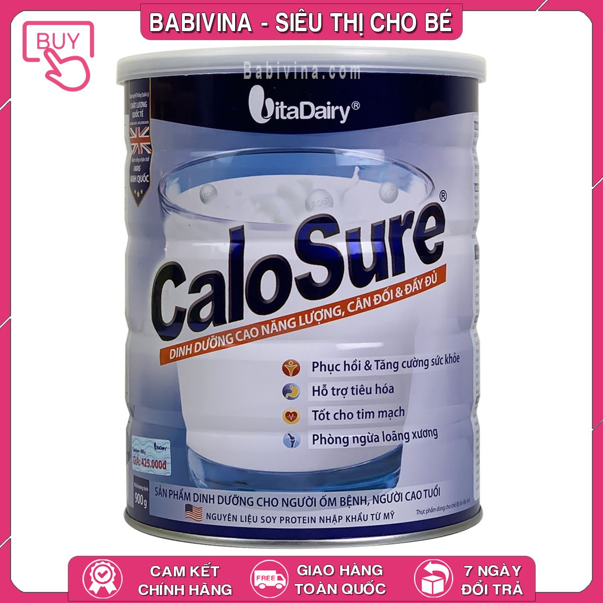 Sữa Calosure 900g | Dinh Dưỡng Cao Năng Lượng Cho Người Ốm Bệnh, Cao Tuổi, Bệnh Nhân, Phẫu Thuật | Mua Calosure Chính Hãng Hãng Vitadairy, Giá Rẻ Nhất Tại Babivina