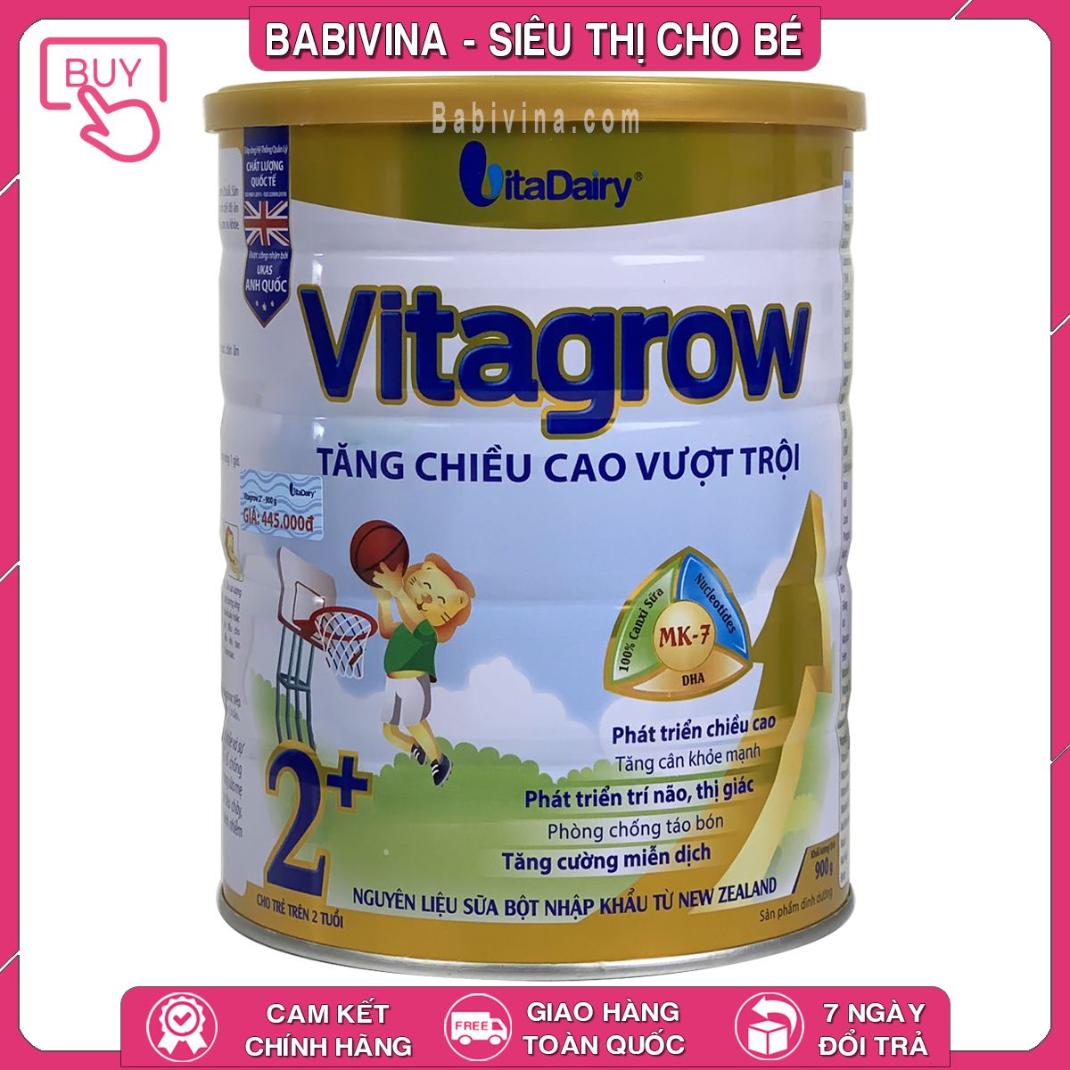 Sữa Vitagrow 2 900g Tăng Chiều Cao Vượt Trội Cho Bé Từ 2 Tuổi