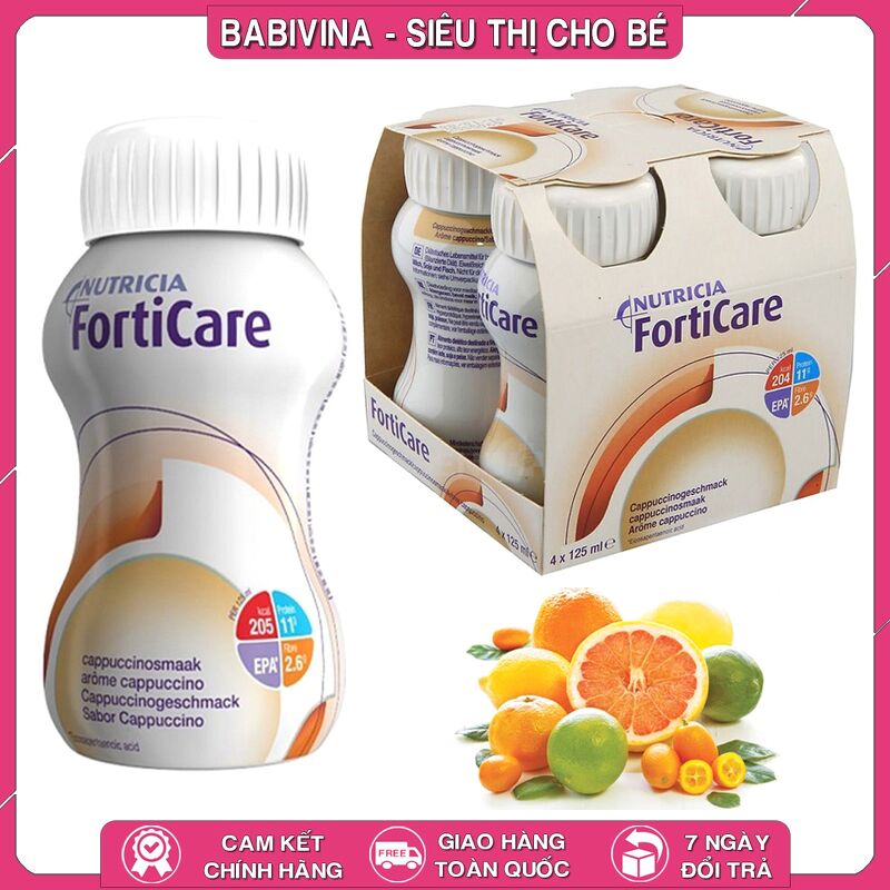 Thùng 24 Chai Sữa Nước FortiCare Hương Cam Chanh 125ml | Bệnh Nhân Ung Thư, Orange Lemon