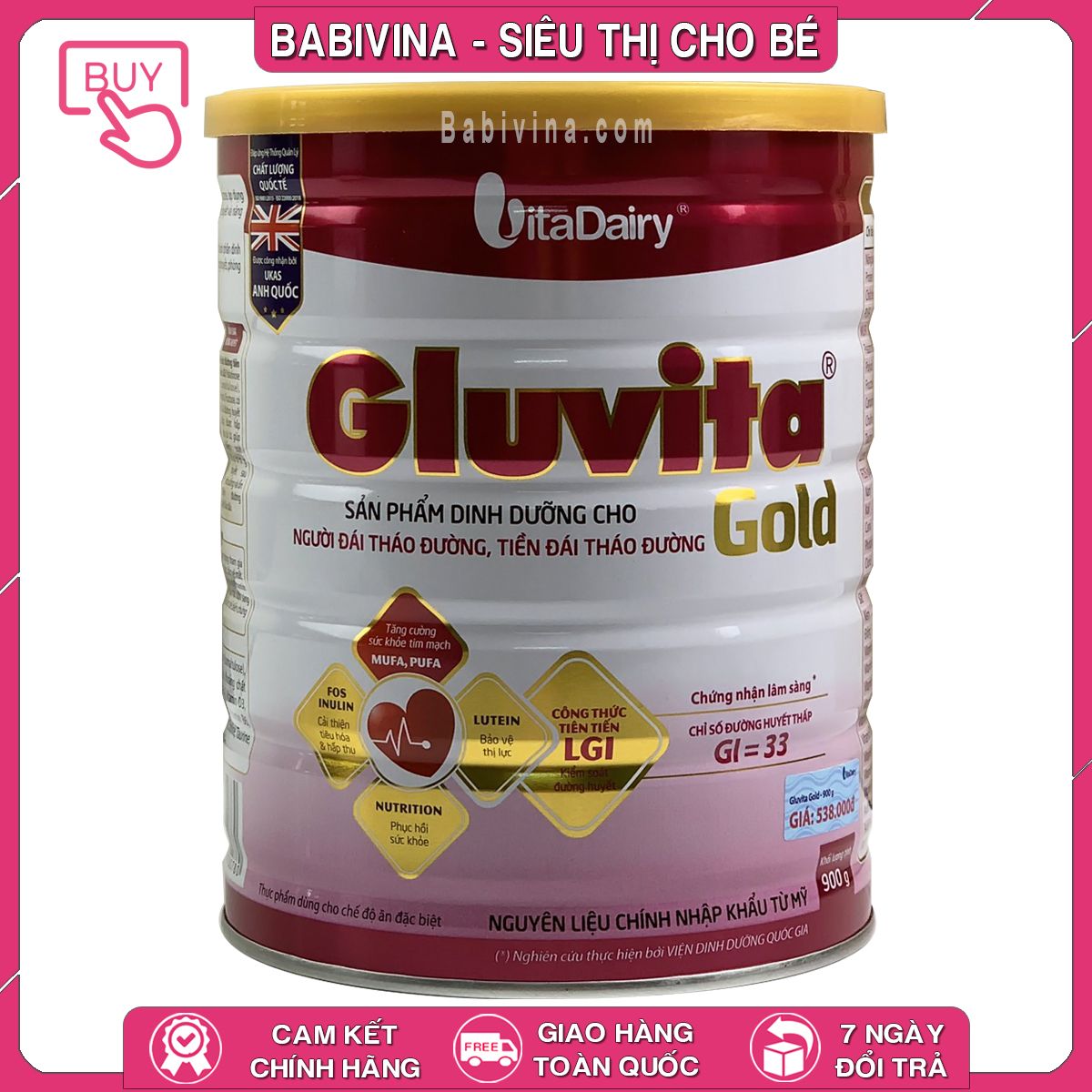 Sữa Gluvita Gold 900g, Dành Cho Người Tiểu Đường | Mua Sữa Tiểu Đường Gluvita Chính Hãng Vitadairy, Giá Tốt Nhất Tại Babivina