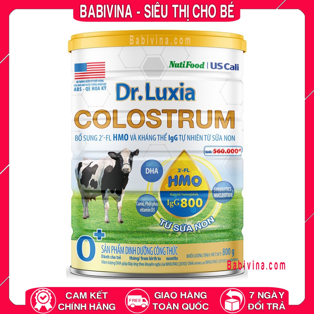 Sữa DR LUXIA COLOSTRUM 0+ 800g | Trẻ 0-12 Tháng Phát Triển Toàn Diện, Nâng Cao Hệ Miễn Dịch Với Nguồn Sữa Non Từ Mỹ | Hãng Dr Luxia Nutifood