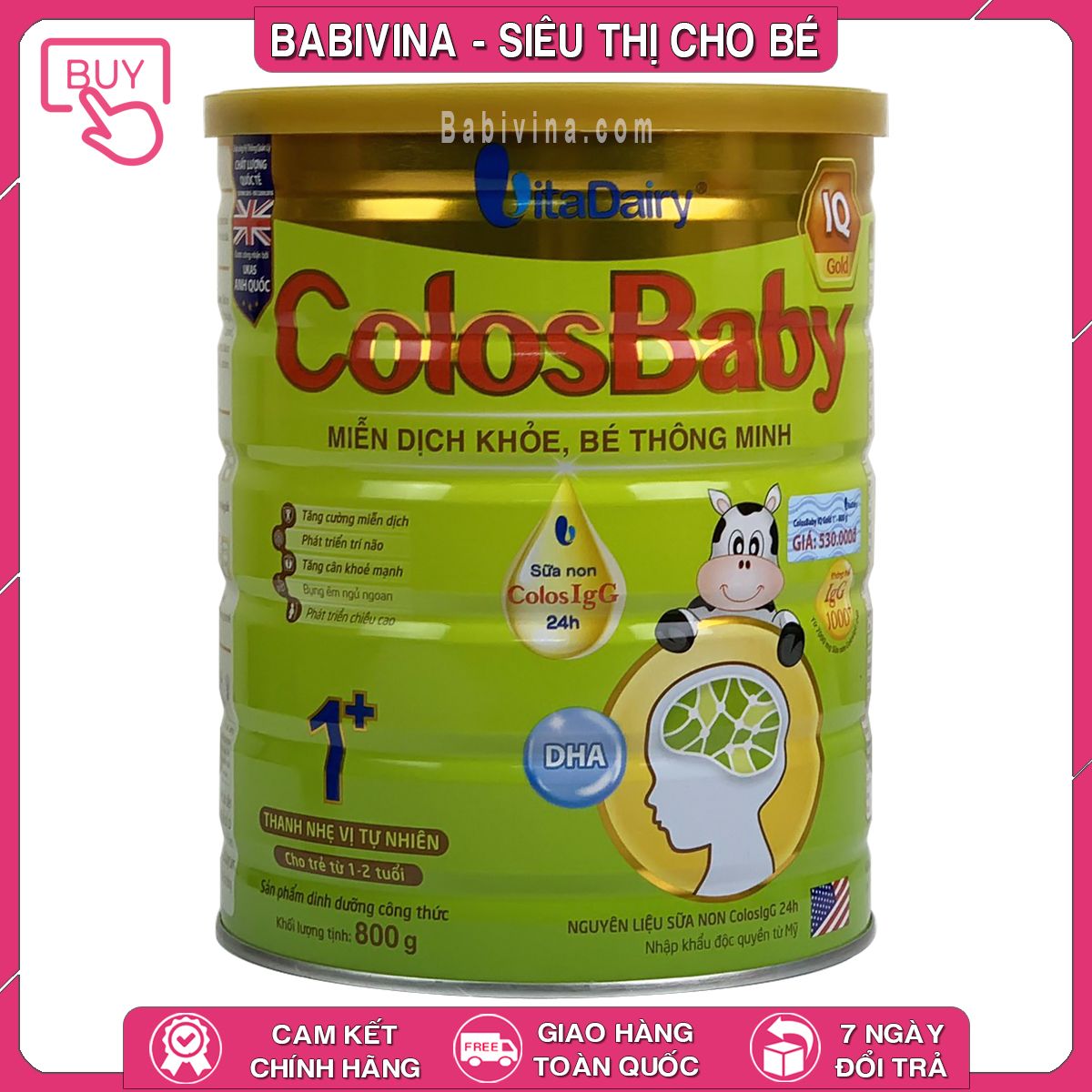 Sữa Non Colosbaby IQ GOLD 1 800g | Trẻ 1-2 Tuổi, Phát Triển Trí Não Vượt Trội | Vitadairy Việt Nam | Babivina, Sữa Chính Hãng, Tổng Kho, Bán Lẻ Giá Sỉ