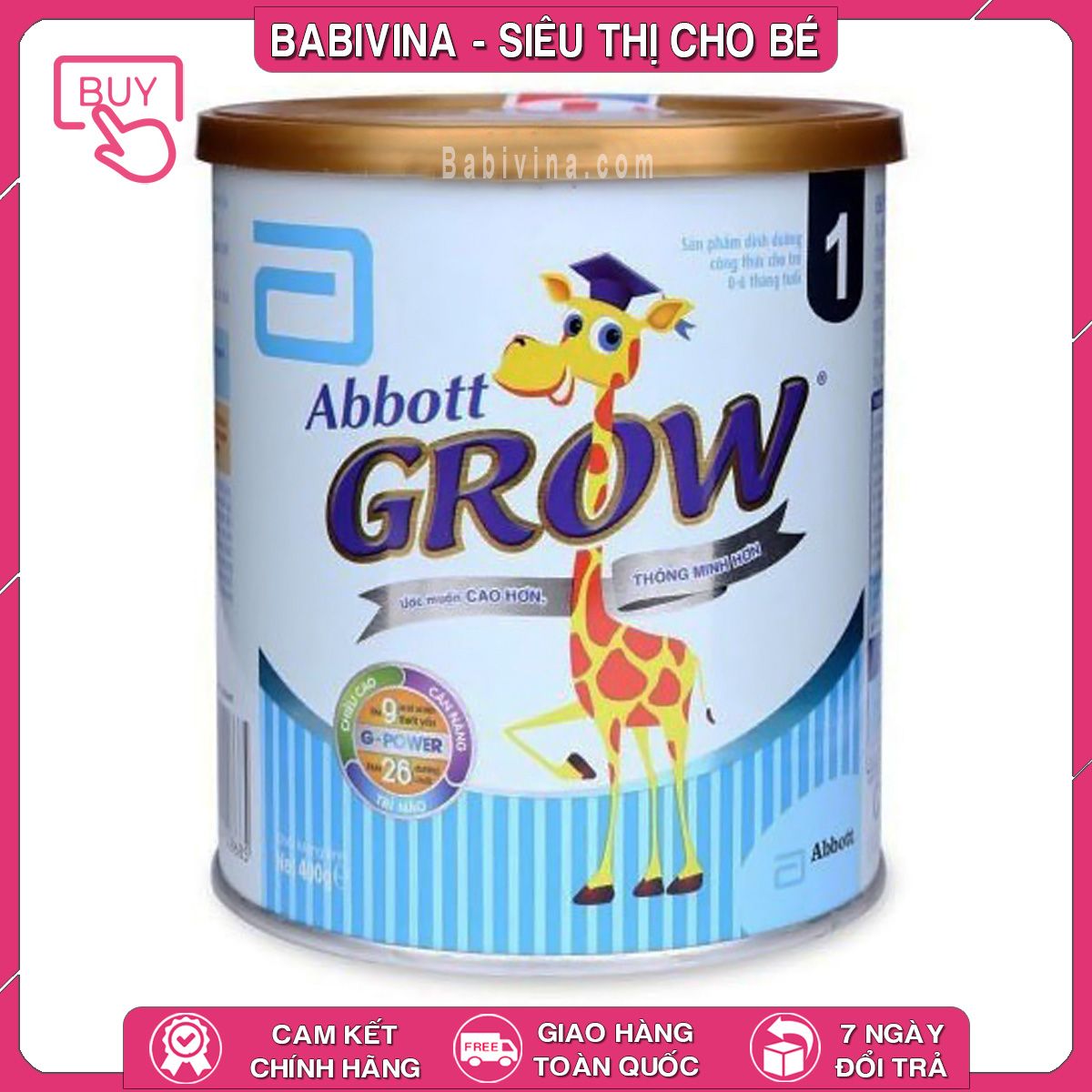 Sữa Abbott Grow 1 400g | Trẻ 0-6 Tháng Tuổi, Phát Triển Toàn Diện | Chính Hãng Abbott, Giá Rẻ Nhất