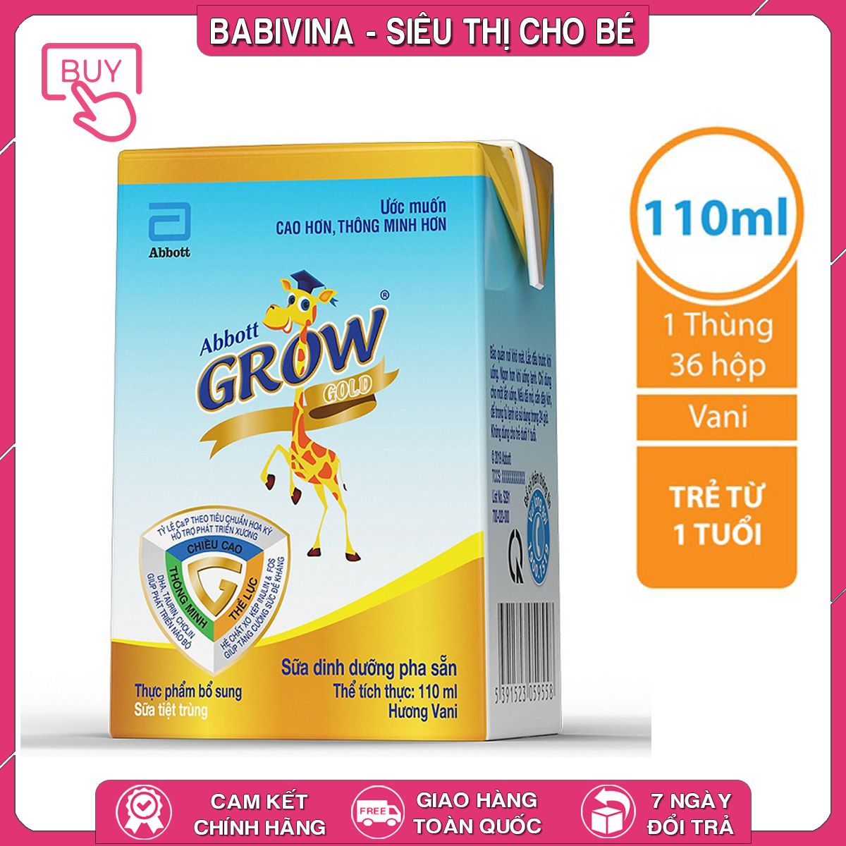 Sữa Bột Pha Sẵn Abbott Grow Gold 110ml | Sữa Hươu Cao Cổ Pha Sẵn Chính Hãng Abboot Tại Babivina