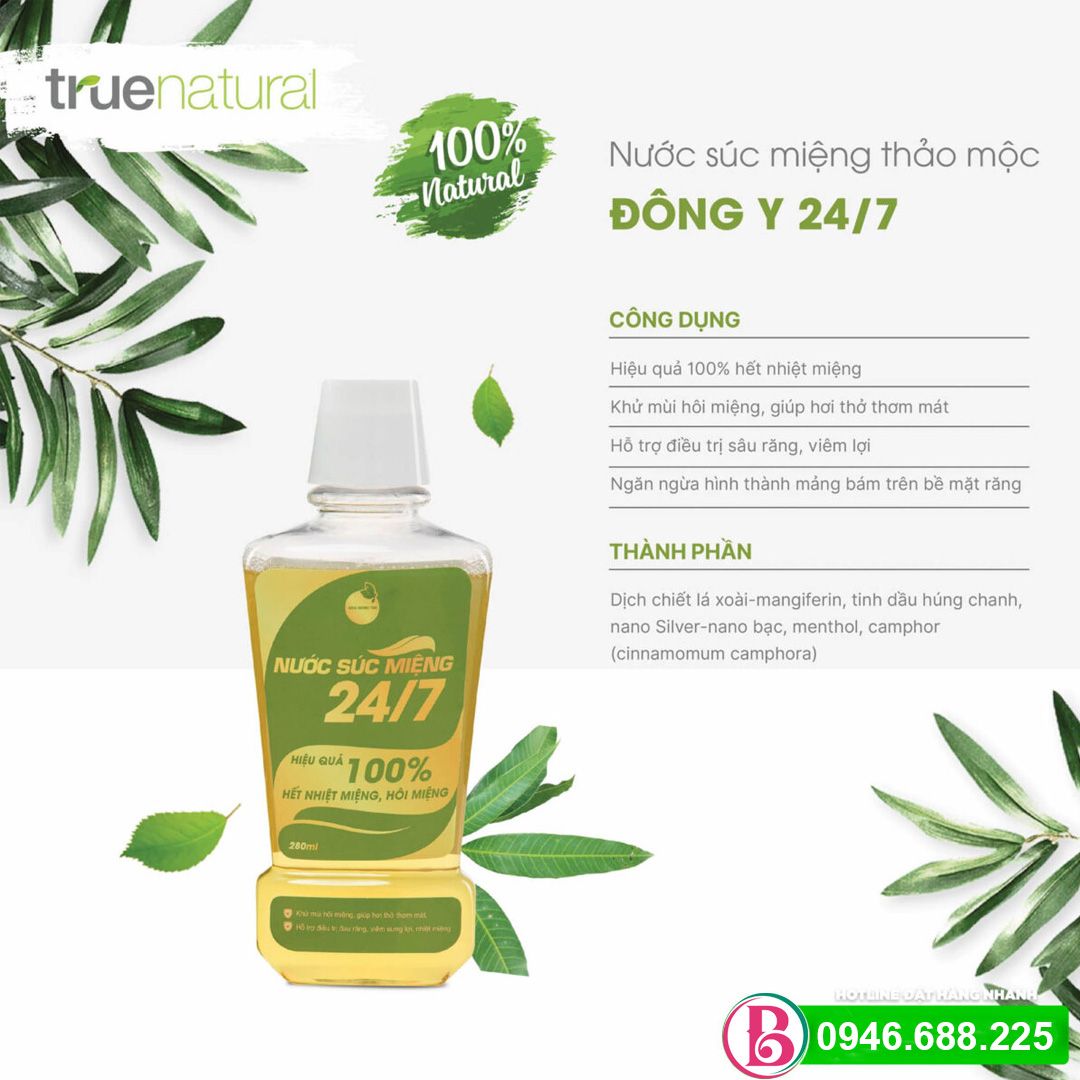 Nước Súc Miệng Đông Y Lá Xoài Nano Bạc 247 | Giữ Hơi Thở Luôn Thơm Mát, Chính Hãng Hãng Trunatural