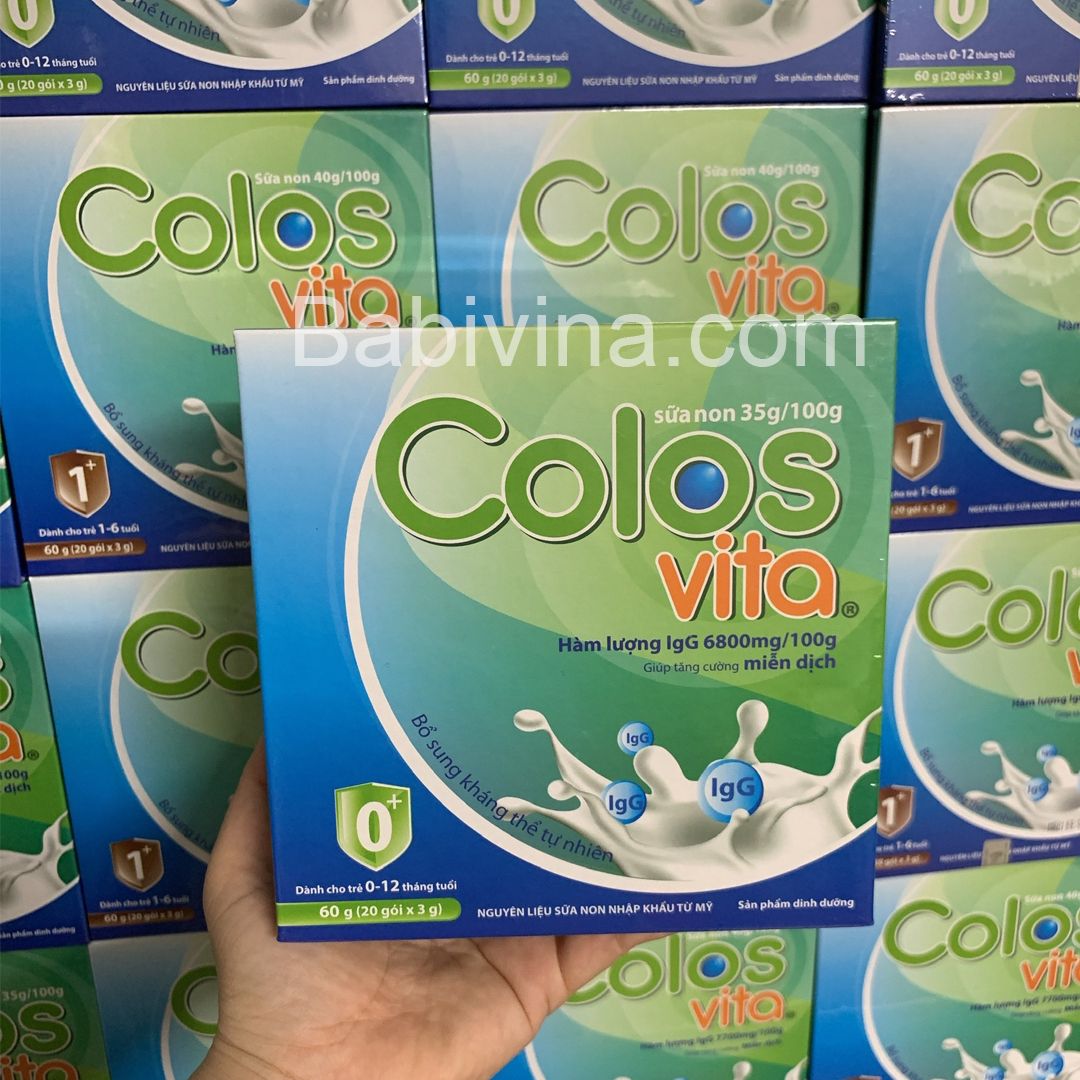 Sữa Non Colosvita 0+ Hộp 60g / 20 Gói | Tăng Đề Kháng Trẻ 0-12 Tháng Tuổi, Dinh Dưỡng Giàu Kháng Thể Sữa Non IgG | Mua Colosvita Chính Hãng Viện Dinh Dưỡng, Giá Rẻ Nhất Tại Babivina