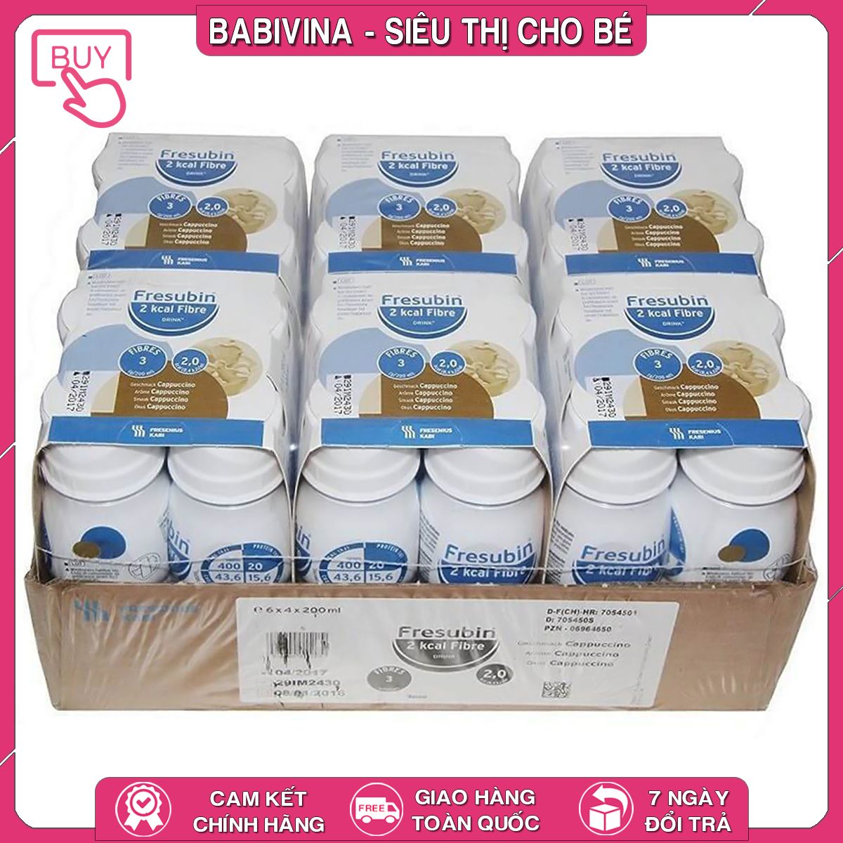 Thùng 24 Chai Sữa Nước Fresubin 2 Kcal Fibre 200ml | Dinh Dưỡng Cao Năng Lượng Cho Người Cao Tuổi, Ốm Bệnh, Gầy Yếu | Hàng Chính Hãng Nhập Khẩu Từ Đức | Mua Fresubin Giá Tốt Nhất Tại Babivina