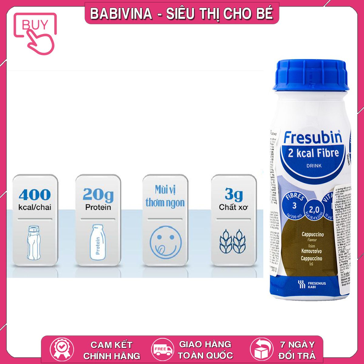 Thùng 24 Chai Sữa Nước Fresubin 2 Kcal Fibre 200ml | Dinh Dưỡng Cao Năng Lượng Cho Người Cao Tuổi, Ốm Bệnh, Gầy Yếu | Hàng Chính Hãng Nhập Khẩu Từ Đức | Mua Fresubin Giá Tốt Nhất Tại Babivina