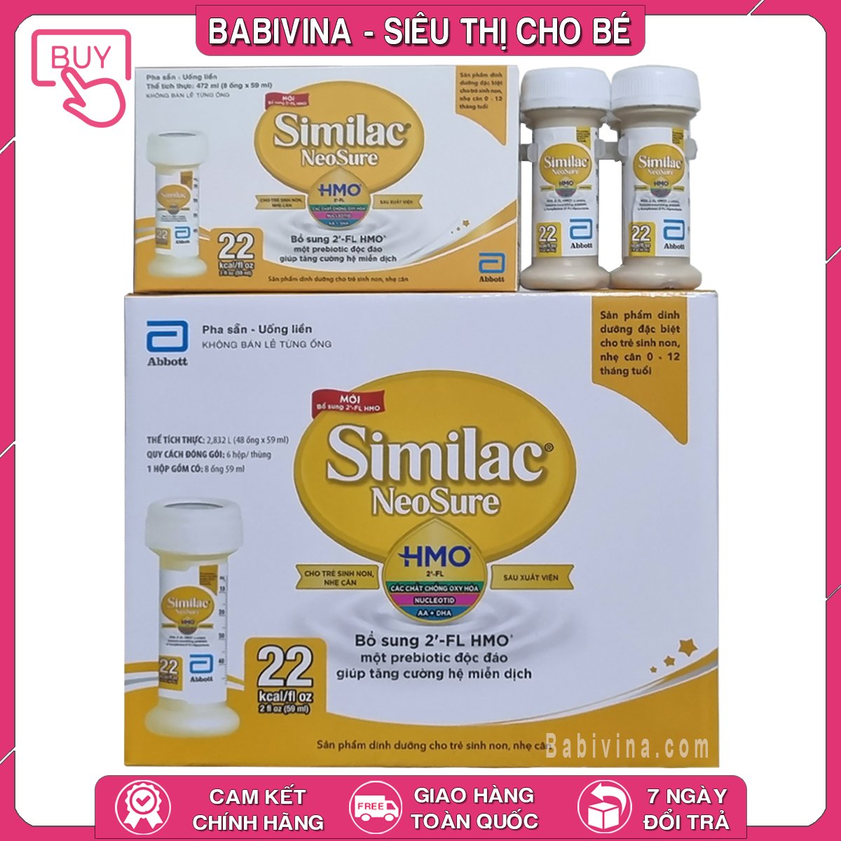 Sữa Nước Similac Neosure IQ 22 kcal 59ml ( Lốc 4 Ống ) 22kcal