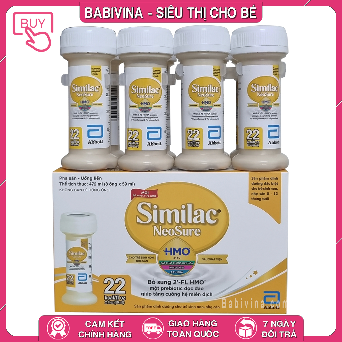 Sữa Nước Similac Neosure IQ 22 kcal 59ml ( Lốc 4 Ống ) 22kcal