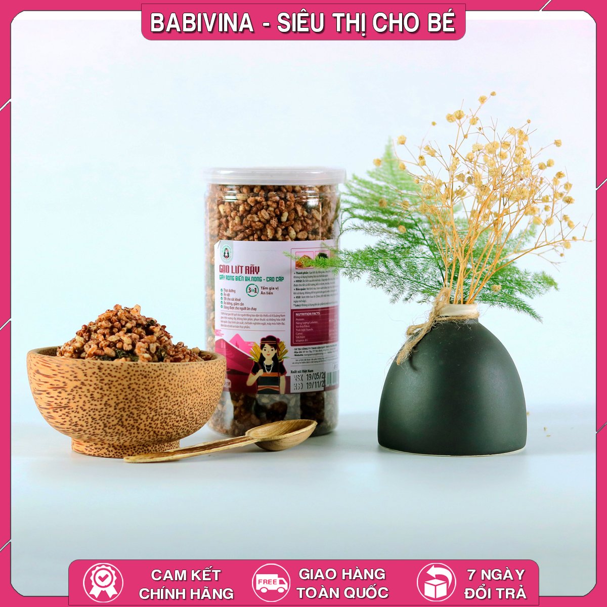 Gạo Lứt Sấy Rong Biển Bh.Nong 200g | Giàu Dưỡng Chất, Thực Dưỡng | Bhnong, Bh Nong | Tổng Kho Phân Phối Babivina