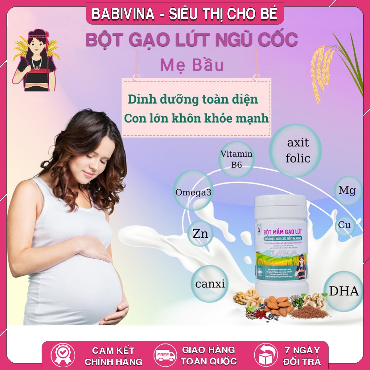 Bột Mầm Gạo Lứt Bh.Nong 500g Siêu Hạt| Dinh Dưỡng Cho Mẹ Bầu | Bhnong, Bh Nong | Tổng Kho Phân Phối Babivina