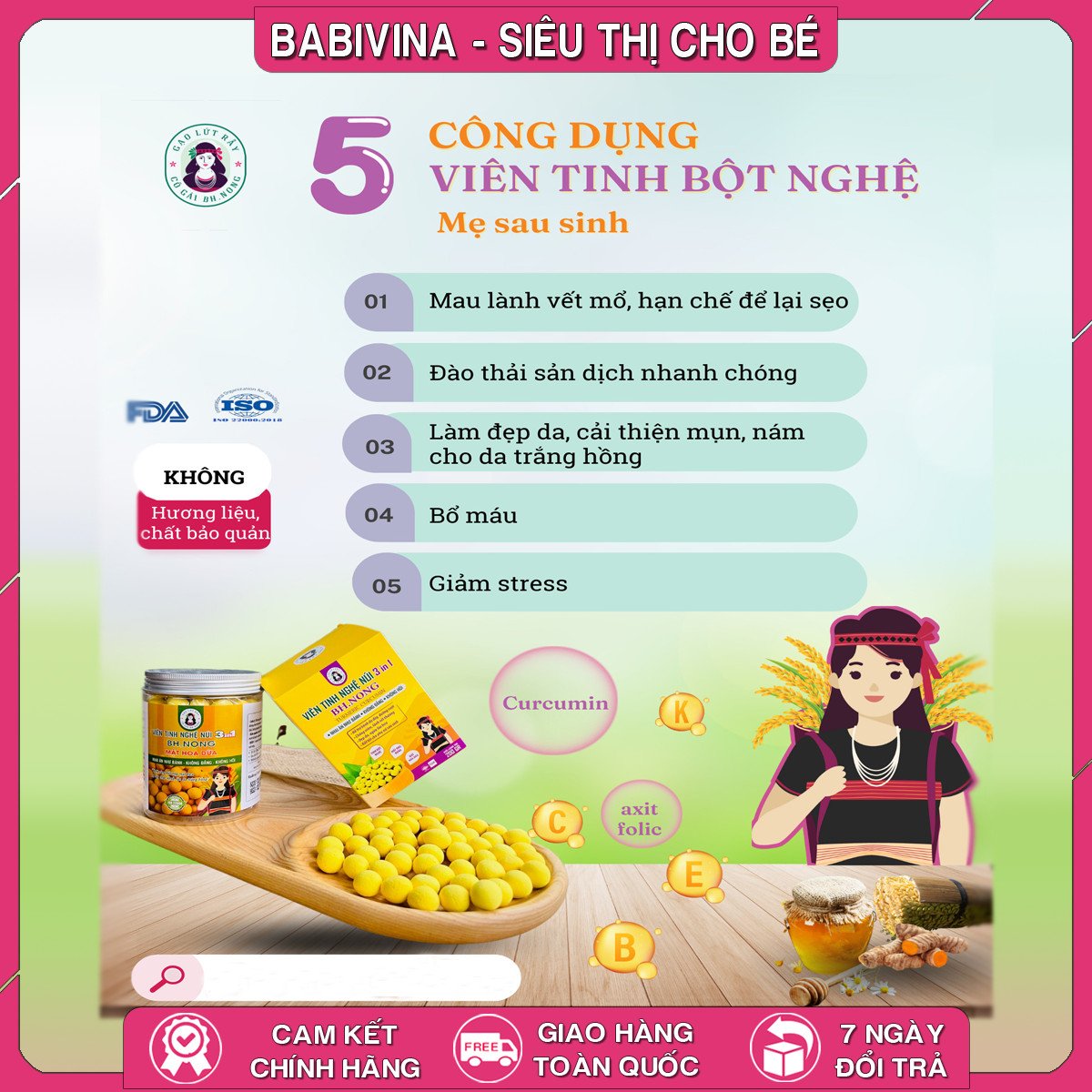 Viên Tinh Nghệ Núi 3 In 1 Bh.Nong | Không Đắng, Thơm Ngon, Tăng Đề Kháng, Giảm Tổn Thương, Tái Tạo Phục Hồi, Đẹp Da, Bệnh Dạ Dày, Đường Ruột | Bhnong, Bh Nong | Tổng Kho Phân Phối Babivina