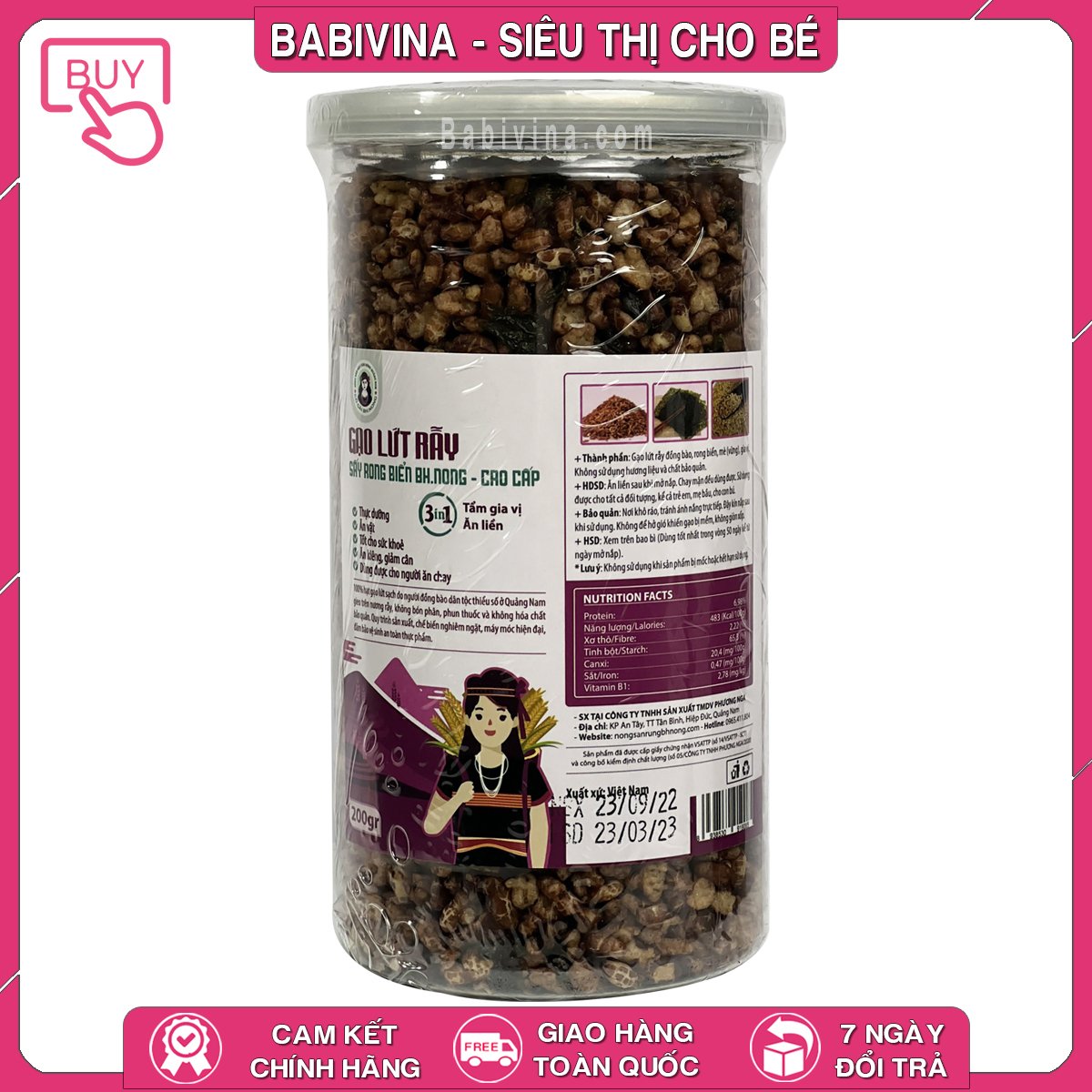 Gạo Lứt Sấy Rong Biển Bh.Nong 200g | Giàu Dưỡng Chất, Thực Dưỡng | Bhnong, Bh Nong | Tổng Kho Phân Phối Babivina